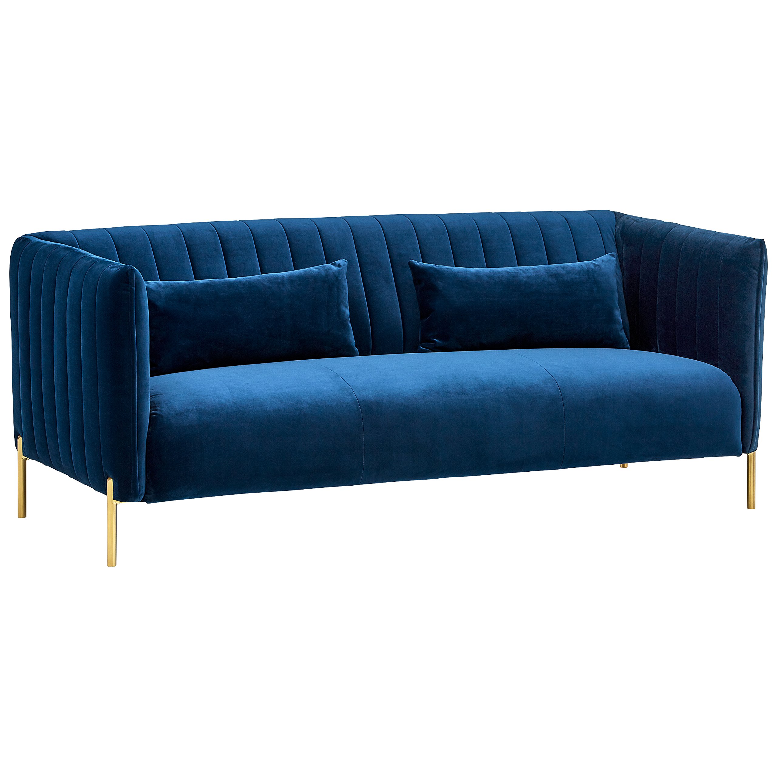 Amazon Brand – Rivet Frederick Mid-Century Modern Tufted Velvet Sofa Couch, 77.5"W, Navy Blue