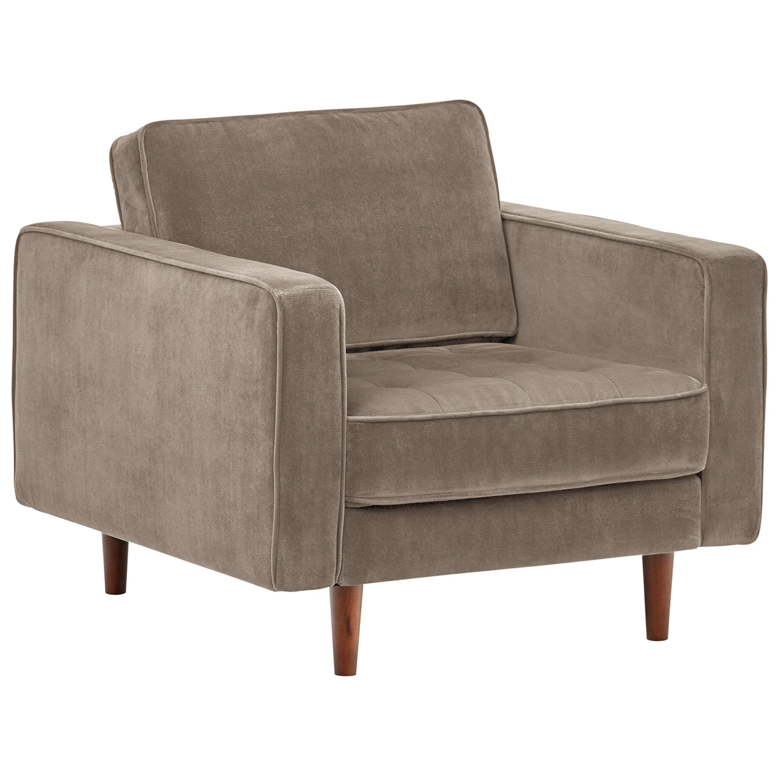 Amazon Brand – Rivet Aiden Tufted Mid-Century Modern Velvet Accent Chair, 35.4"W, Otter Grey
