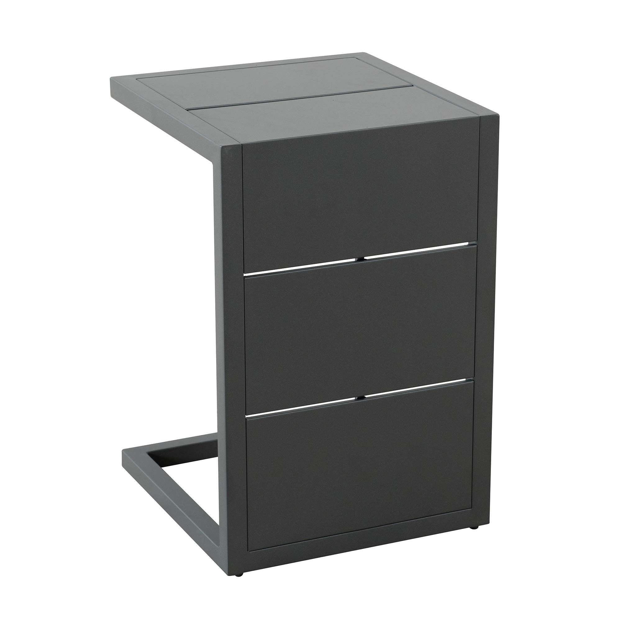 Amazon Brand - Ravenna Home Archer Outdoor Patio C-Shaped Steel Side Table with Panel Top, 16.54"W, Gray