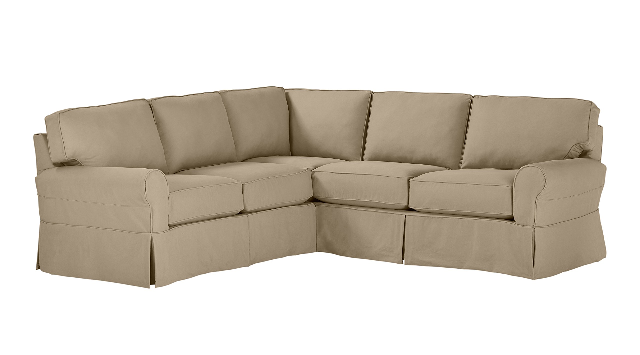 Amazon Brand – Stone & Beam Carrigan Modern Sectional Sofa Couch with Slipcover, 103"W, Khaki