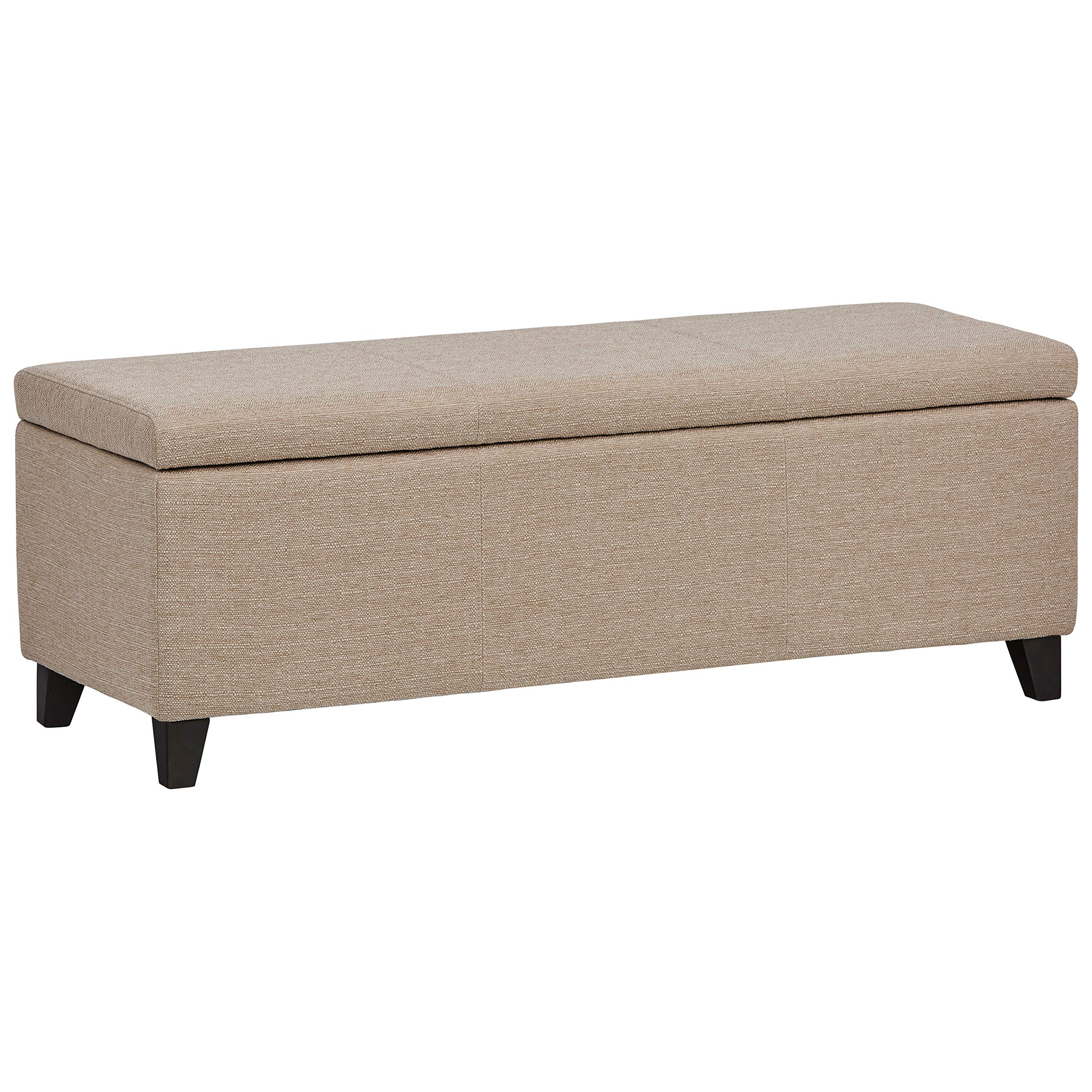 Amazon Brand – Ravenna Home Tolt Upholstered Storage Ottoman Bench, 48"W, Flax