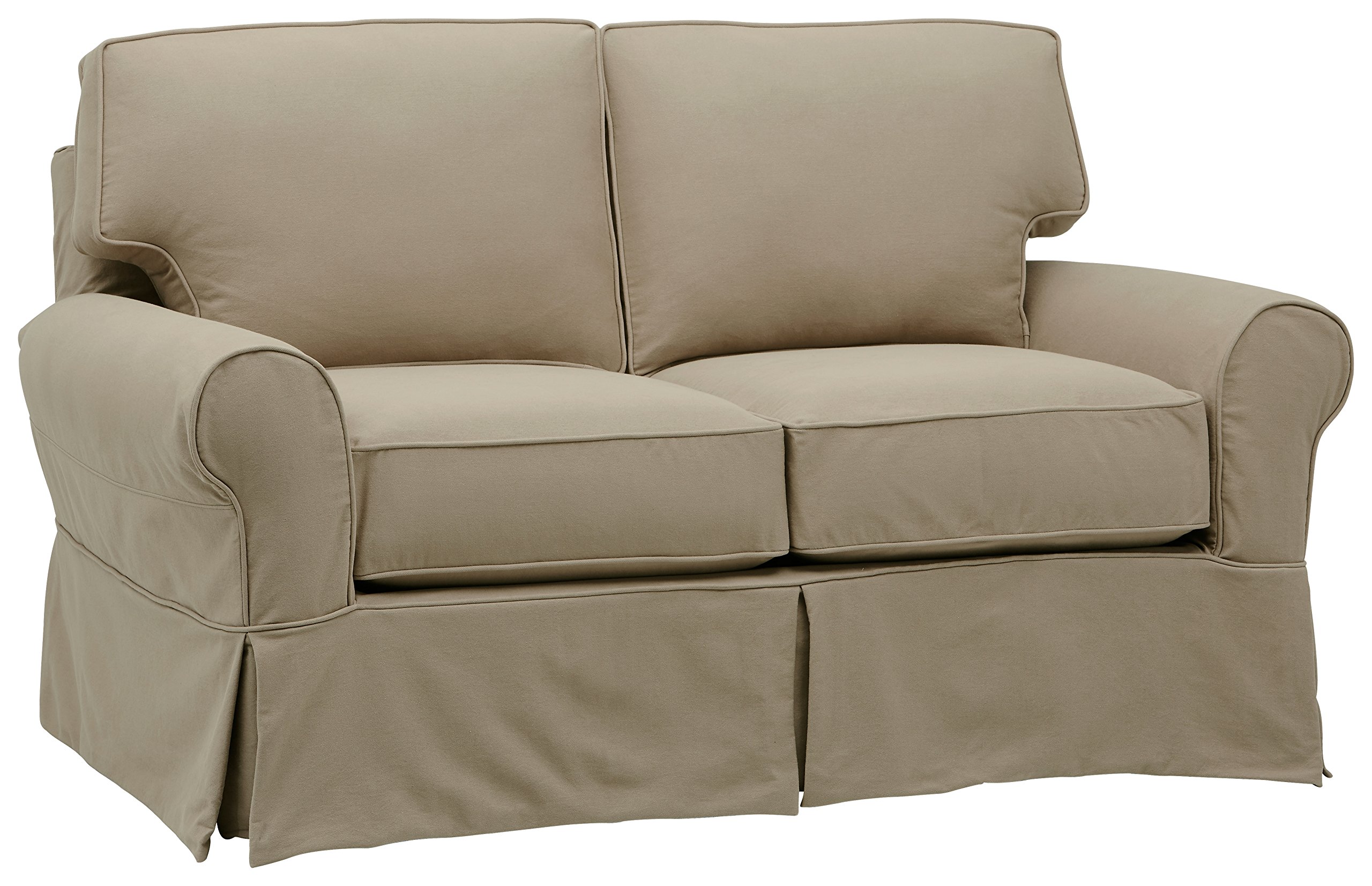 Amazon Brand – Stone & Beam Carrigan Modern Loveseat Sofa Couch with Slipcover, 68"W, Khaki