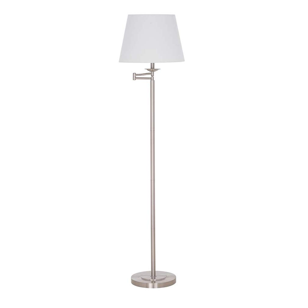 Amazon Brand – Ravenna Home Swing Arm Living Room Floor Lamp With LED Light Bulb - 58 Inches, Brushed Steel