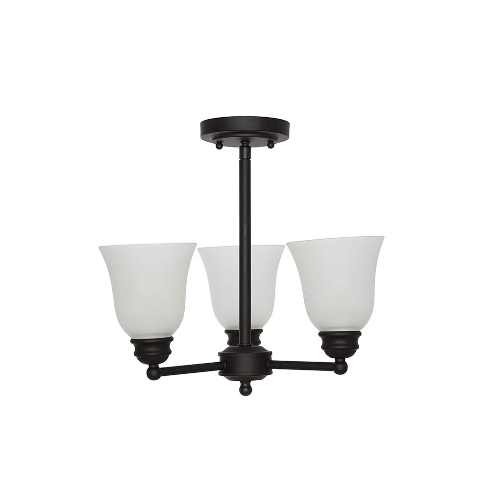 Amazon Brand – Ravenna Home Classic 3 Light Semi-flush Mount Chandelier, Bulbs Included, 14.5"H, Dark Bronze