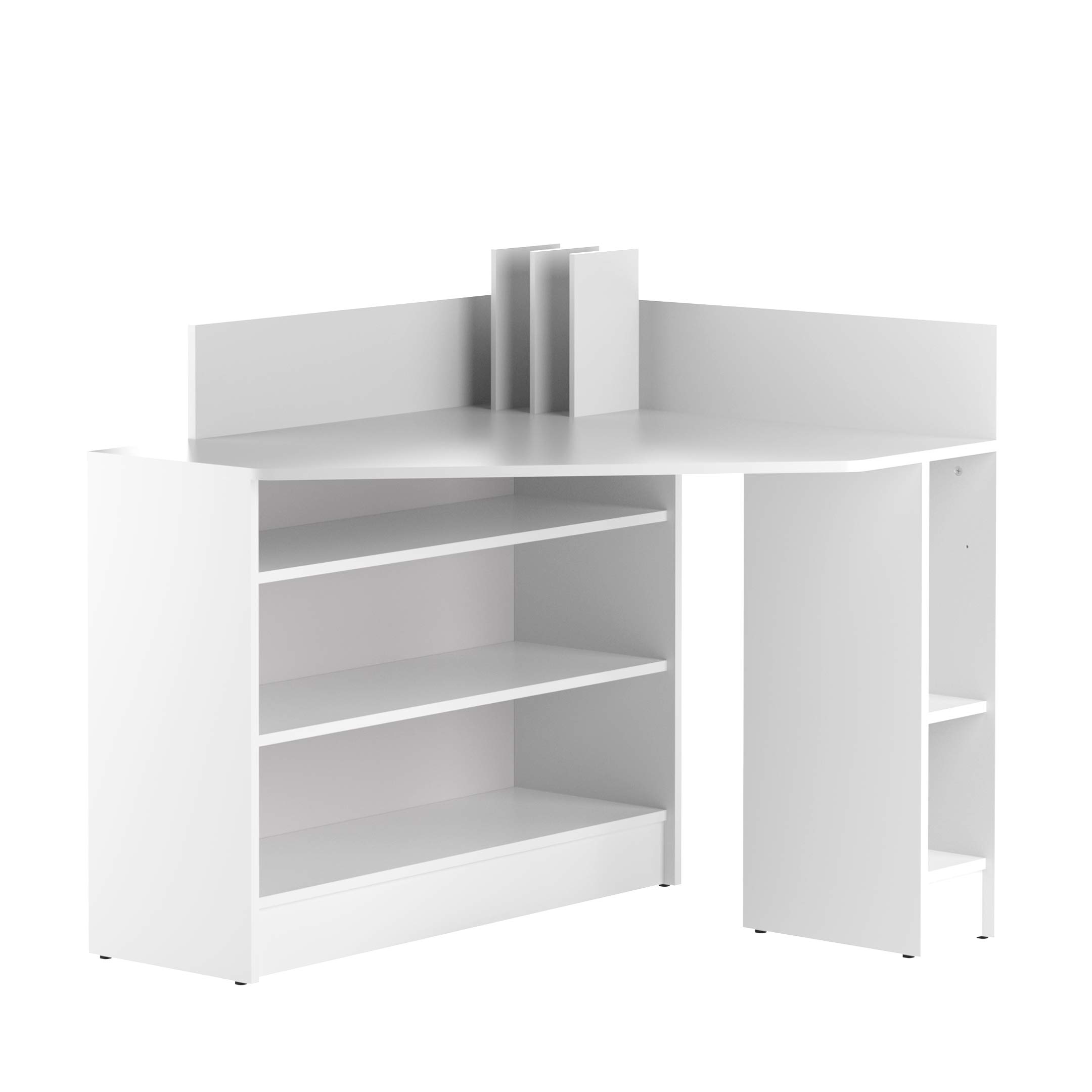 Amazon Brand - Movian Ulla Corner Desk with 5-Storage Compartments with Adjustable Shelves, 94 x 94 x 98.6 cm, White