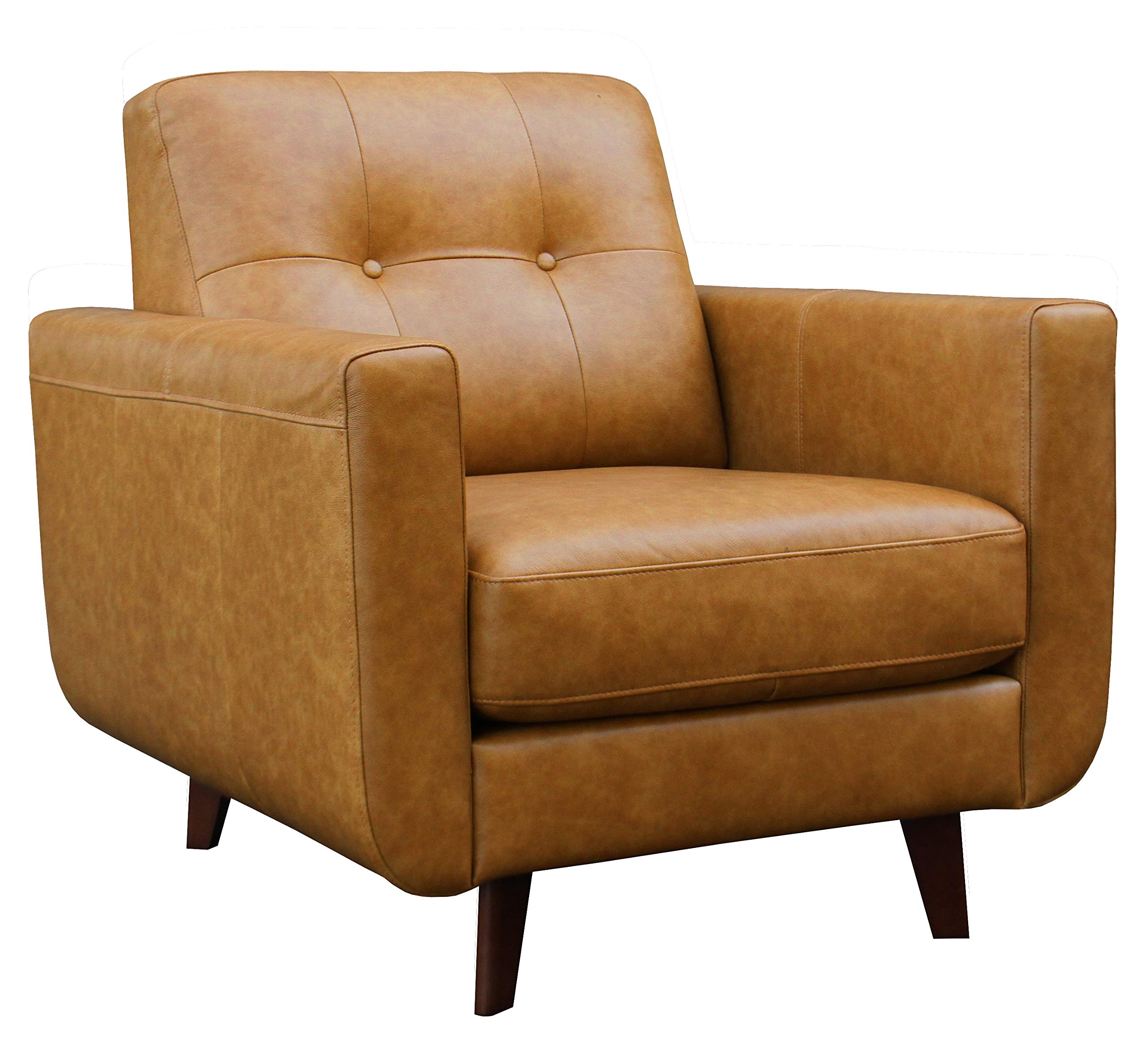 Amazon Brand – Rivet Sloane Modern Leather Armchair with Tapered Legs, 32.7"W, Caramel