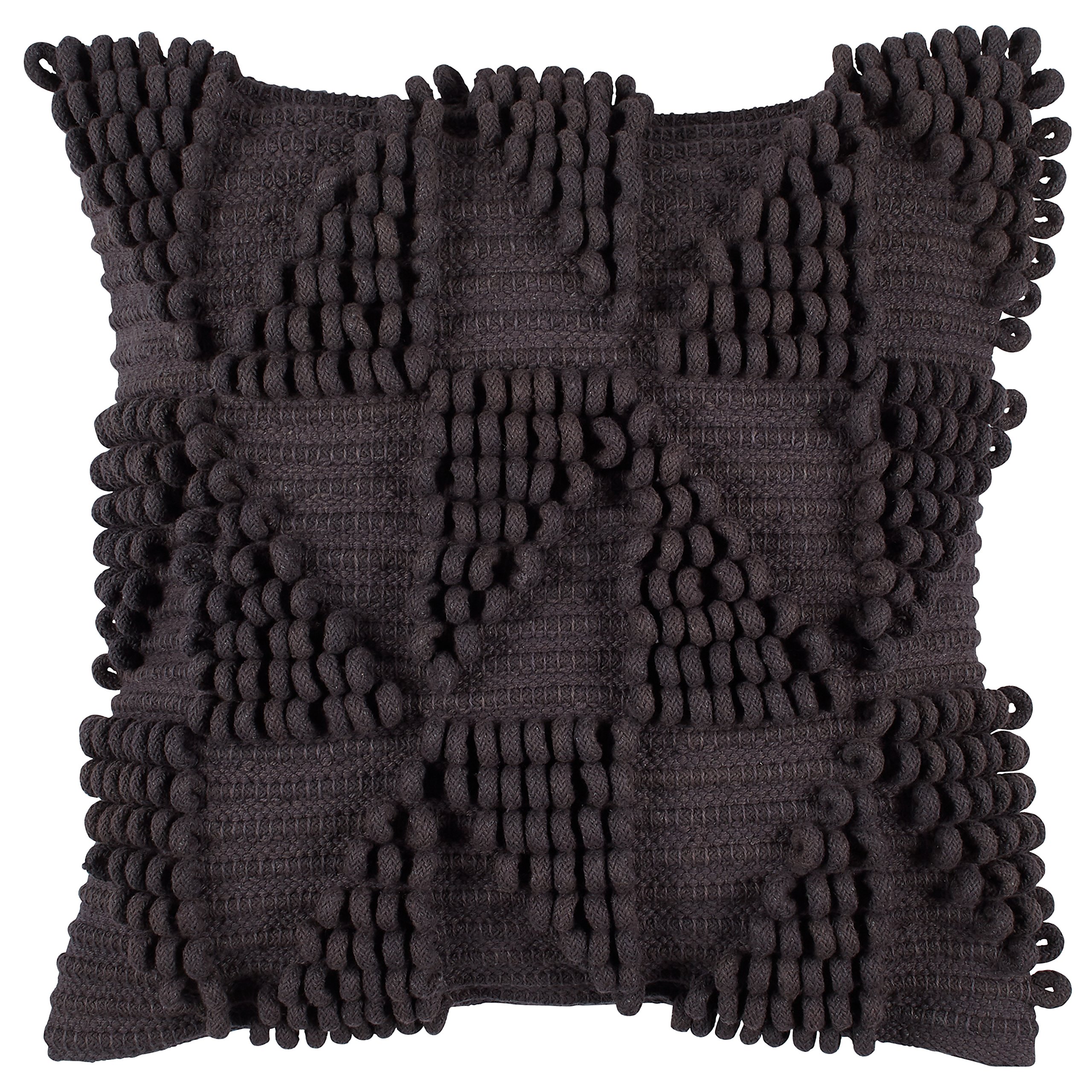 Amazon Brand – Rivet Modern 100% Cotton Triangle Loop Decorative Throw Pillow, 18" x 18", Charcoal