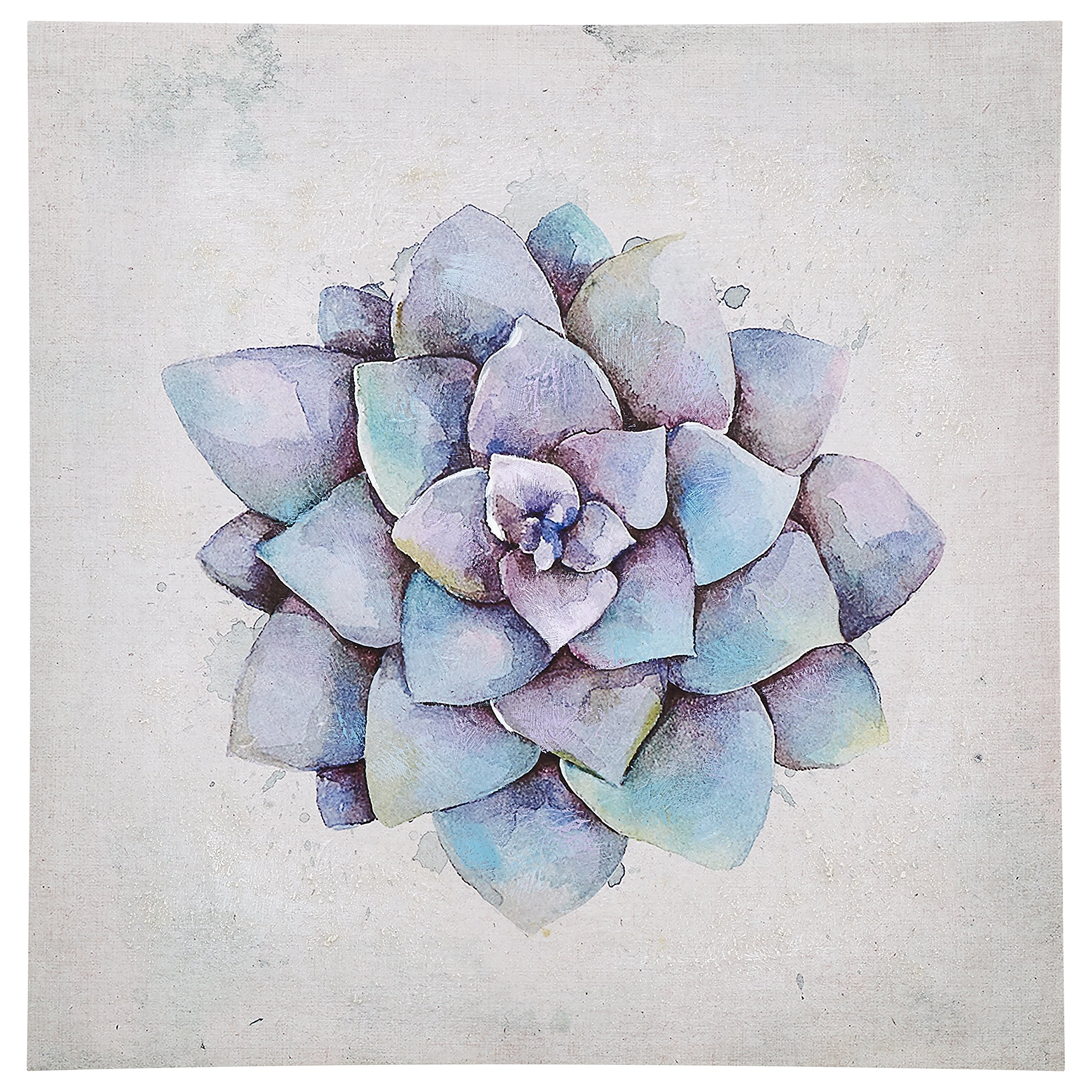 Amazon Brand – Stone & Beam Modern Blue and Purple Succulent Print Wall Art Decor on Canvas, 30" x 30"