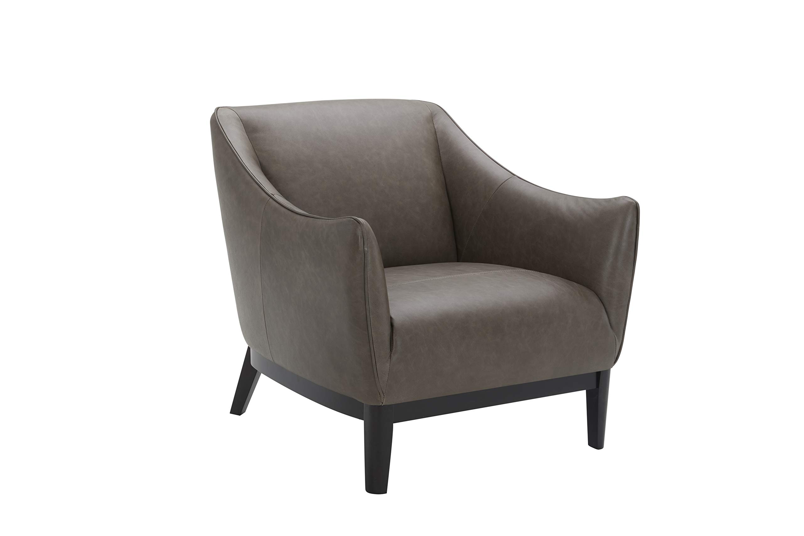 Amazon Brand – Rivet Bayard Contemporary Leather Living Room Chair with Curved Back and Armrests, 35.5"W, Grey