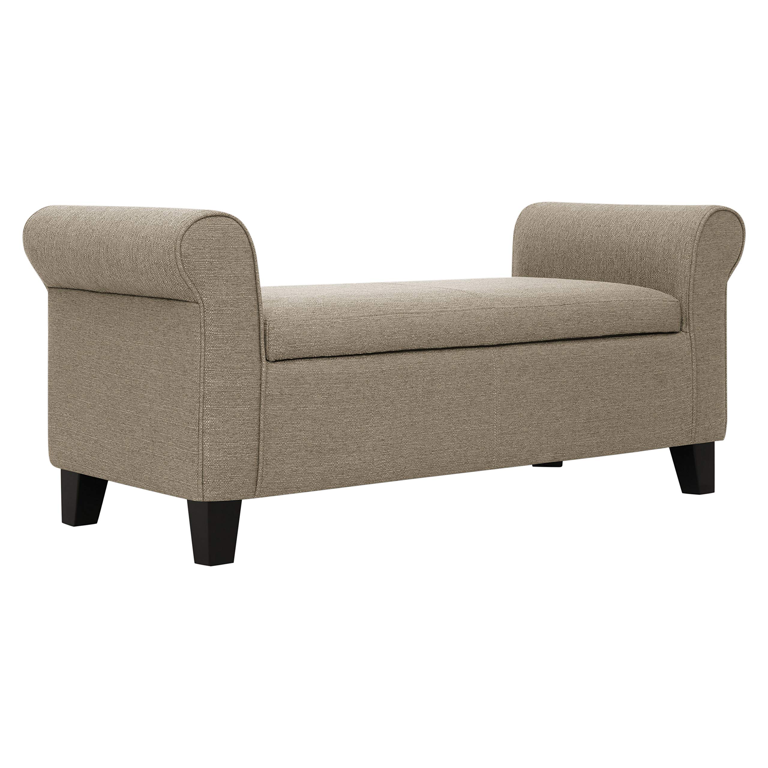 Amazon Brand – Ravenna Home Chic Upholstered Storage Bench Ottoman, 50"W, Flax