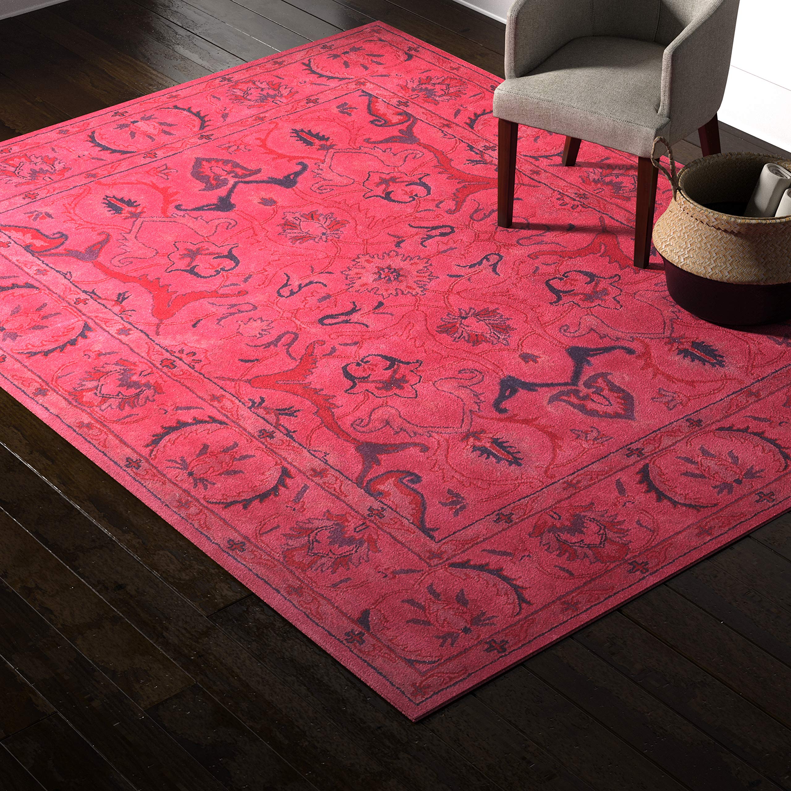 nuLOOM Leaflet Fountain Boho Wool Area Rug, 7' 6" x 9' 6", Pink