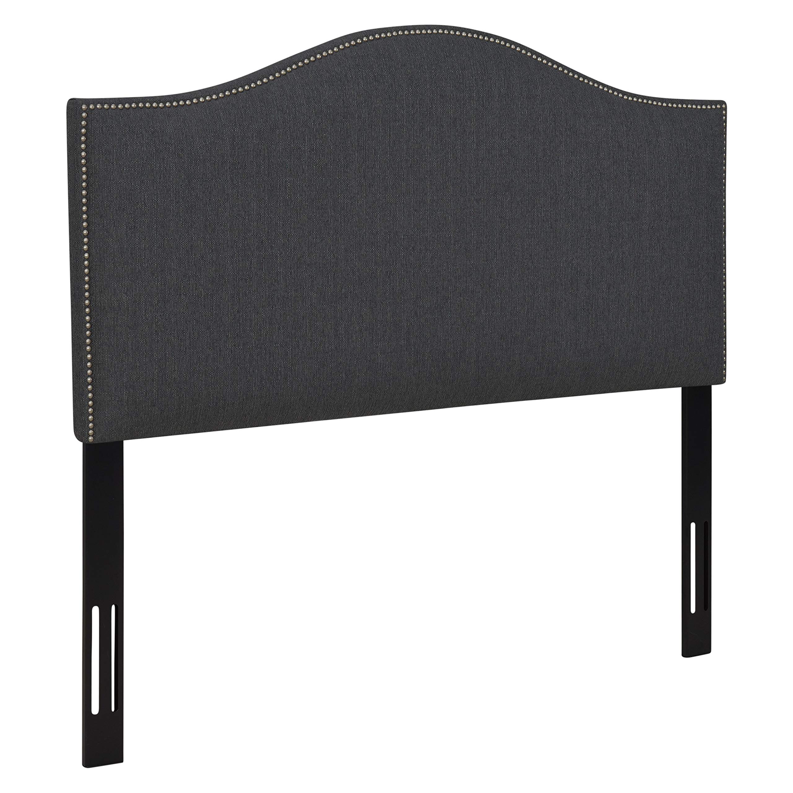 Amazon Brand – Ravenna Home Upholstered Headboard with Nailhead Trim, Queen, 61.8"W, Charcoal Grey