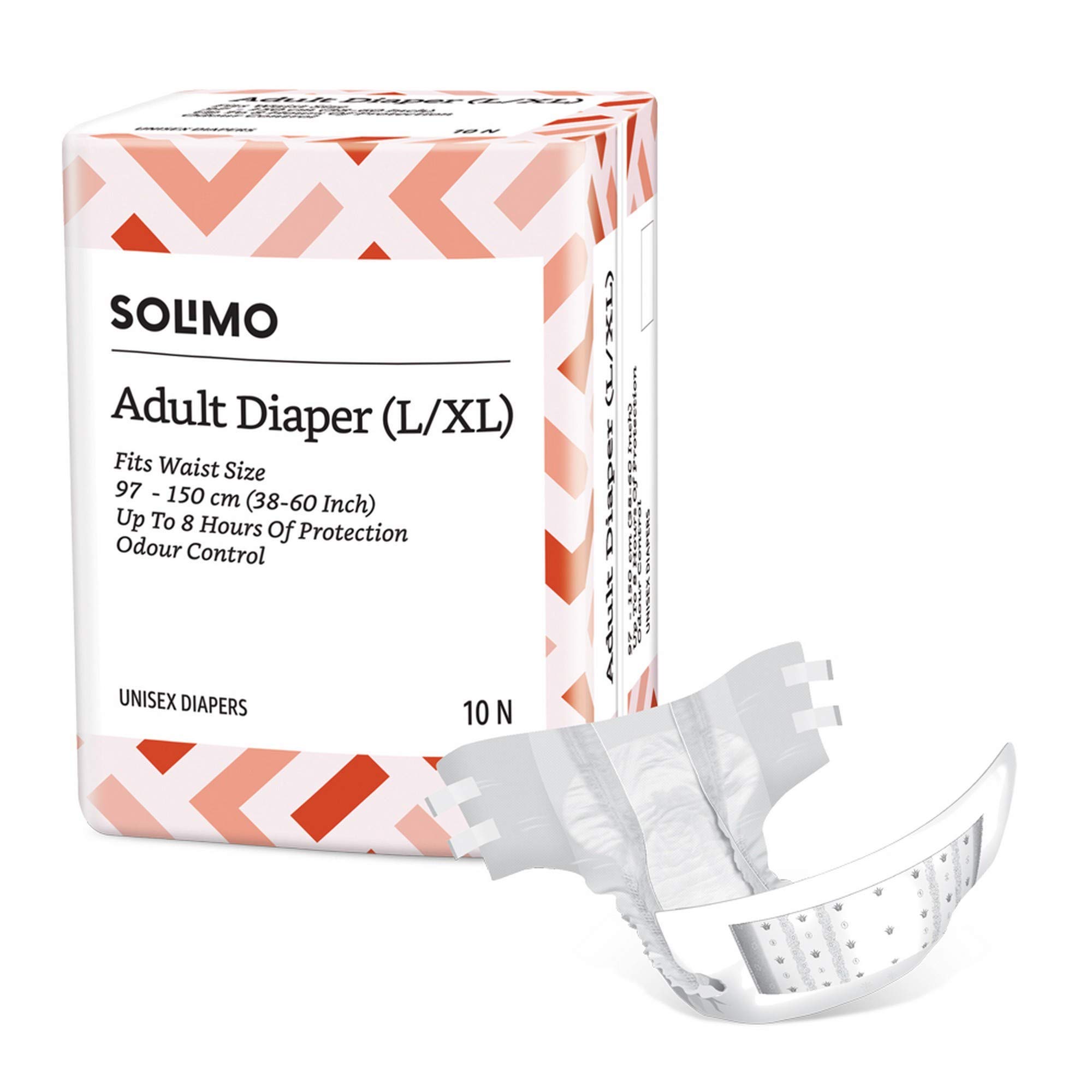 Amazon Brand - Solimo Adult Diapers - 10 Count (Large/ XL)
