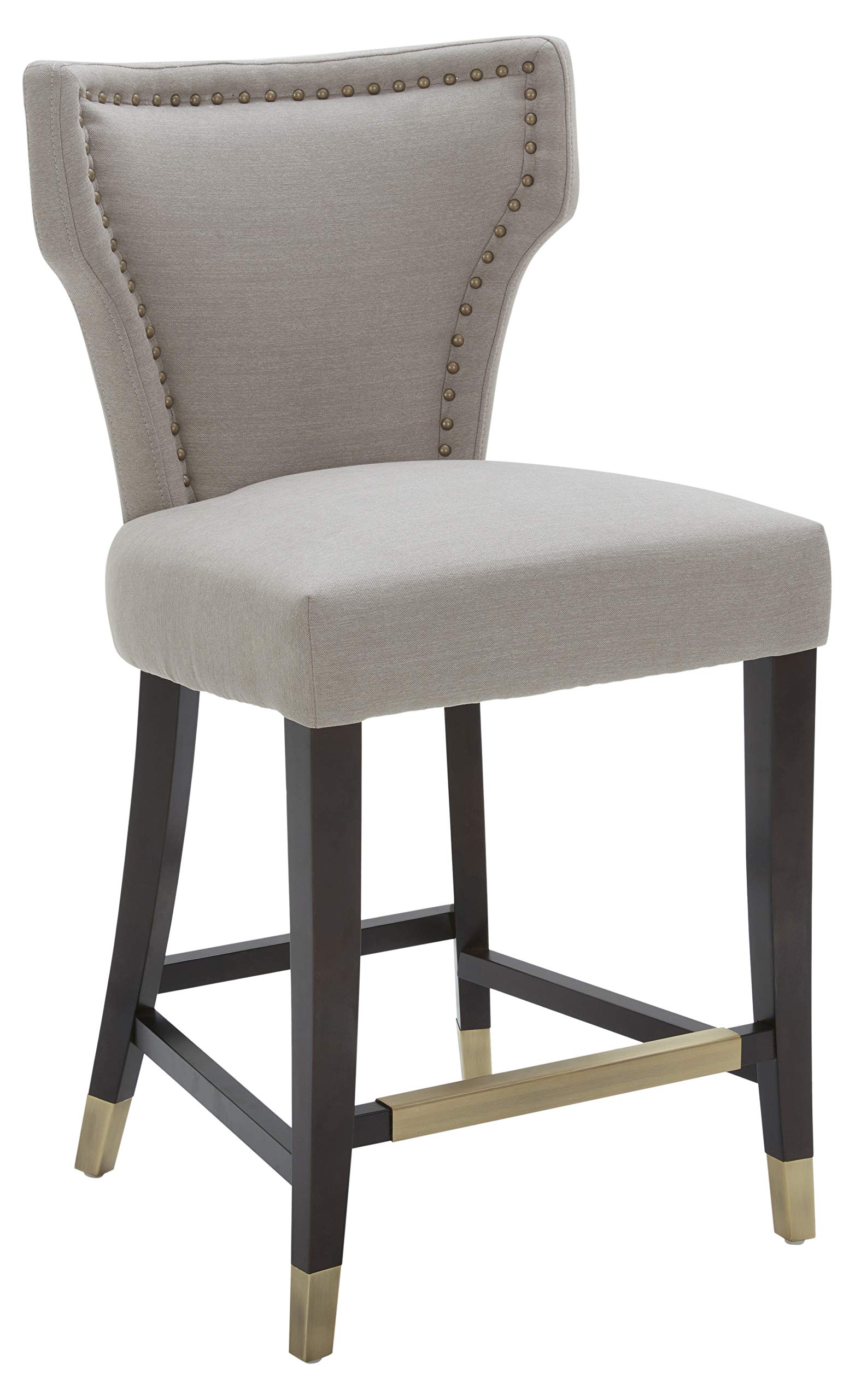 Amazon Brand – Stone & Beam Counter-Height Barstool with Brass Nailhead Trim, 39"H, Slate