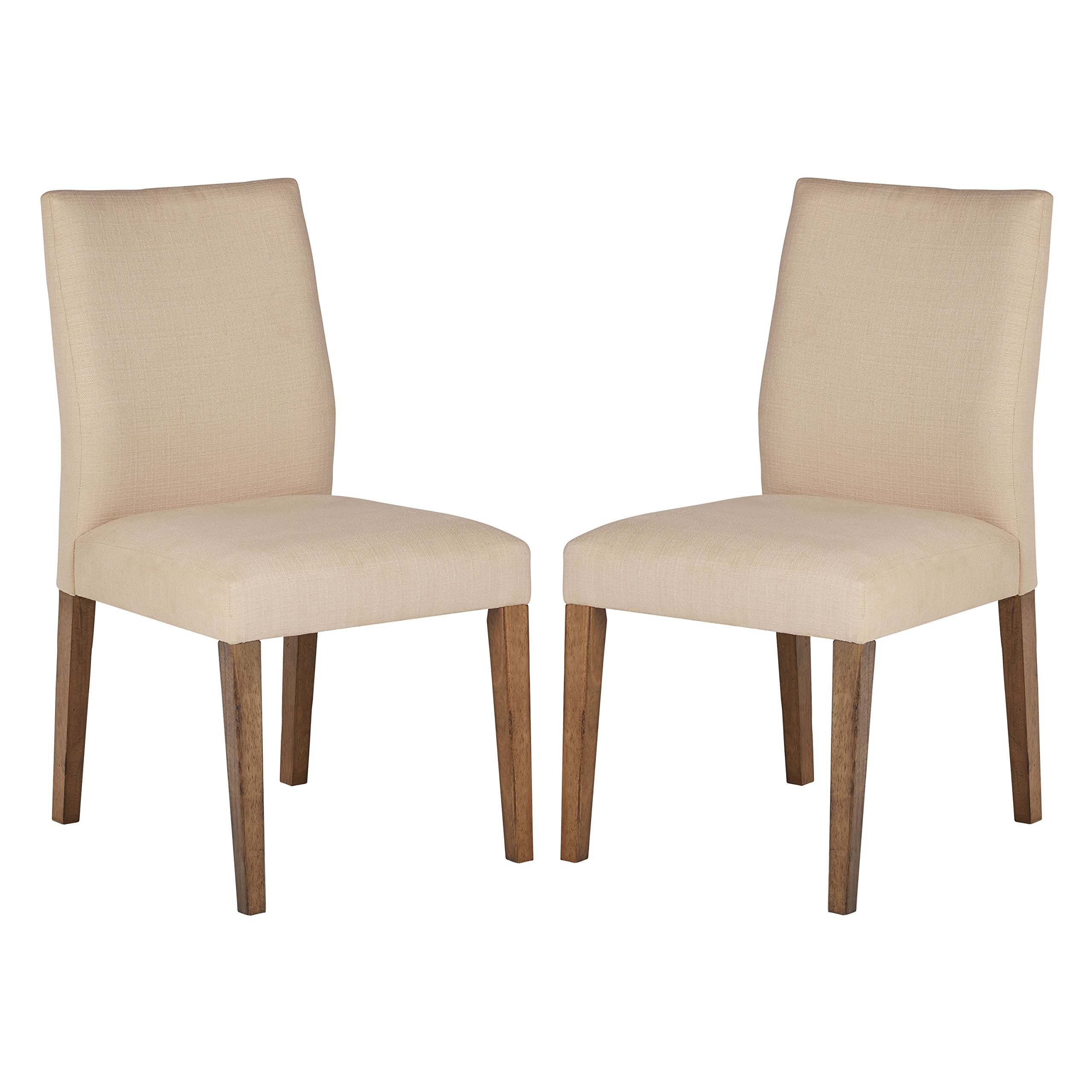 Stone & Beam Hughes Casual Wood Kitchen Dining Chair, Set of 2, Beige
