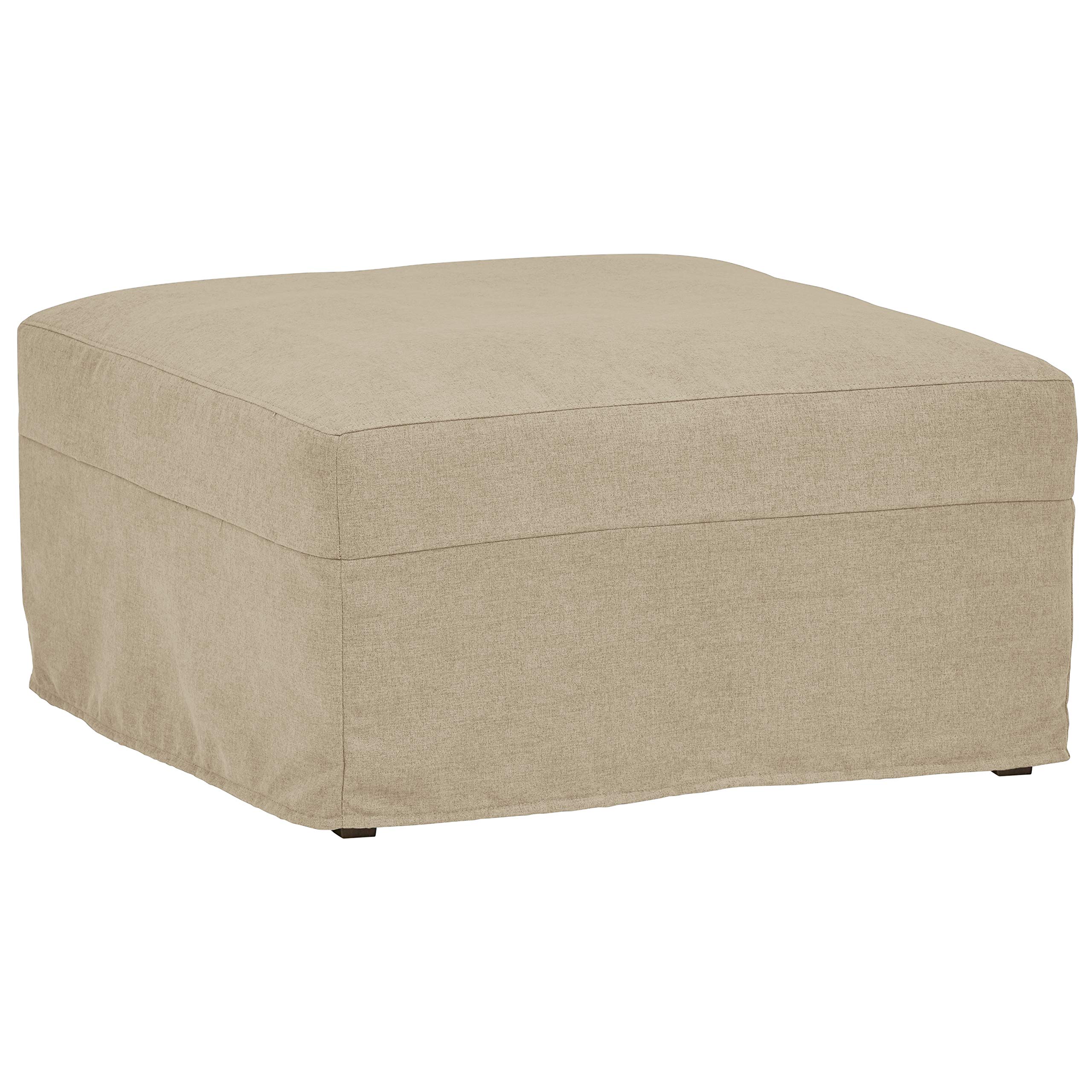 Amazon Brand – Stone & Beam Andover Slipcover Square Ottoman, 33"W, Dove Fabric