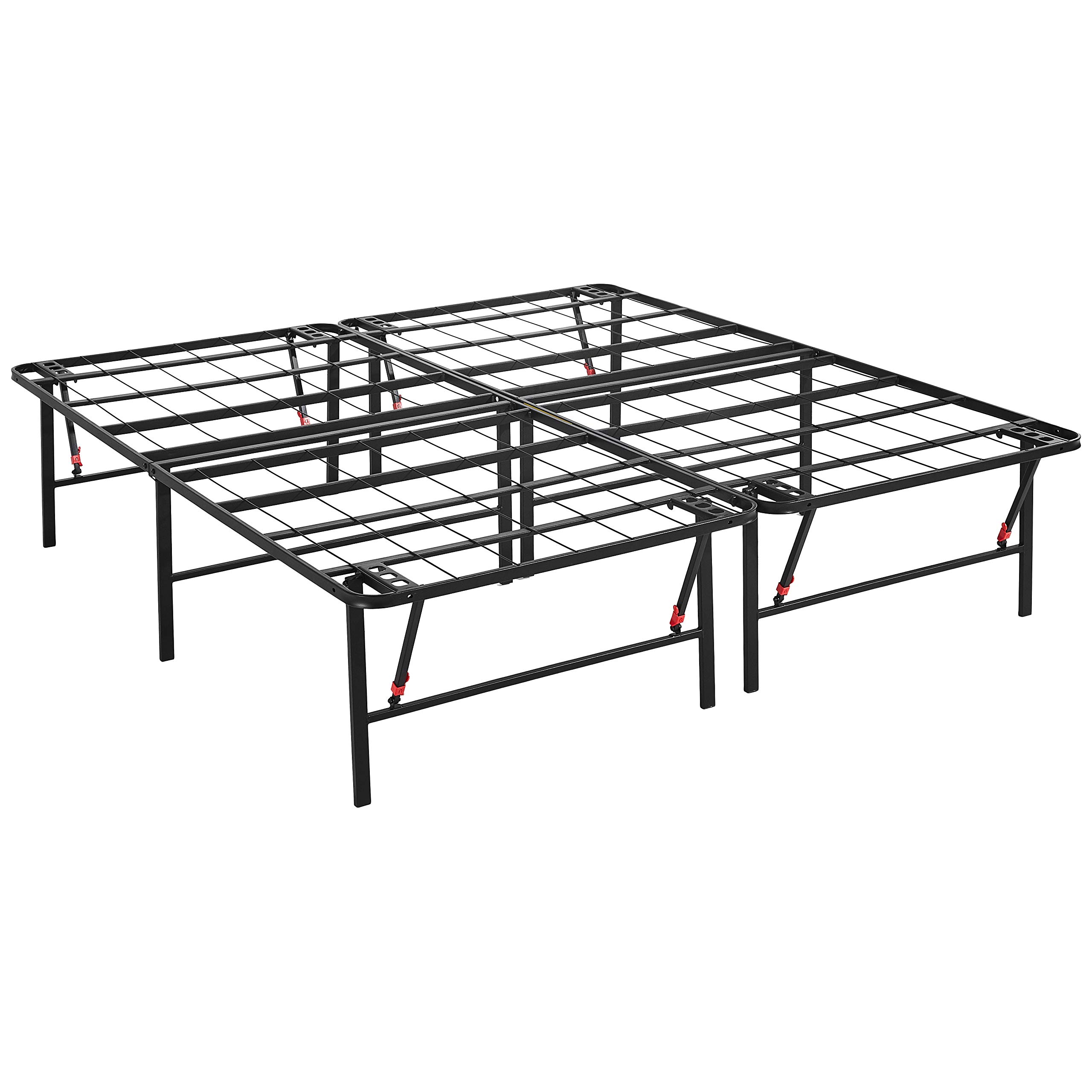AmazonBasics Foldable, 18" Metal Platform Bed Frame with Tool-Free Assembly, No Box Spring Needed - King