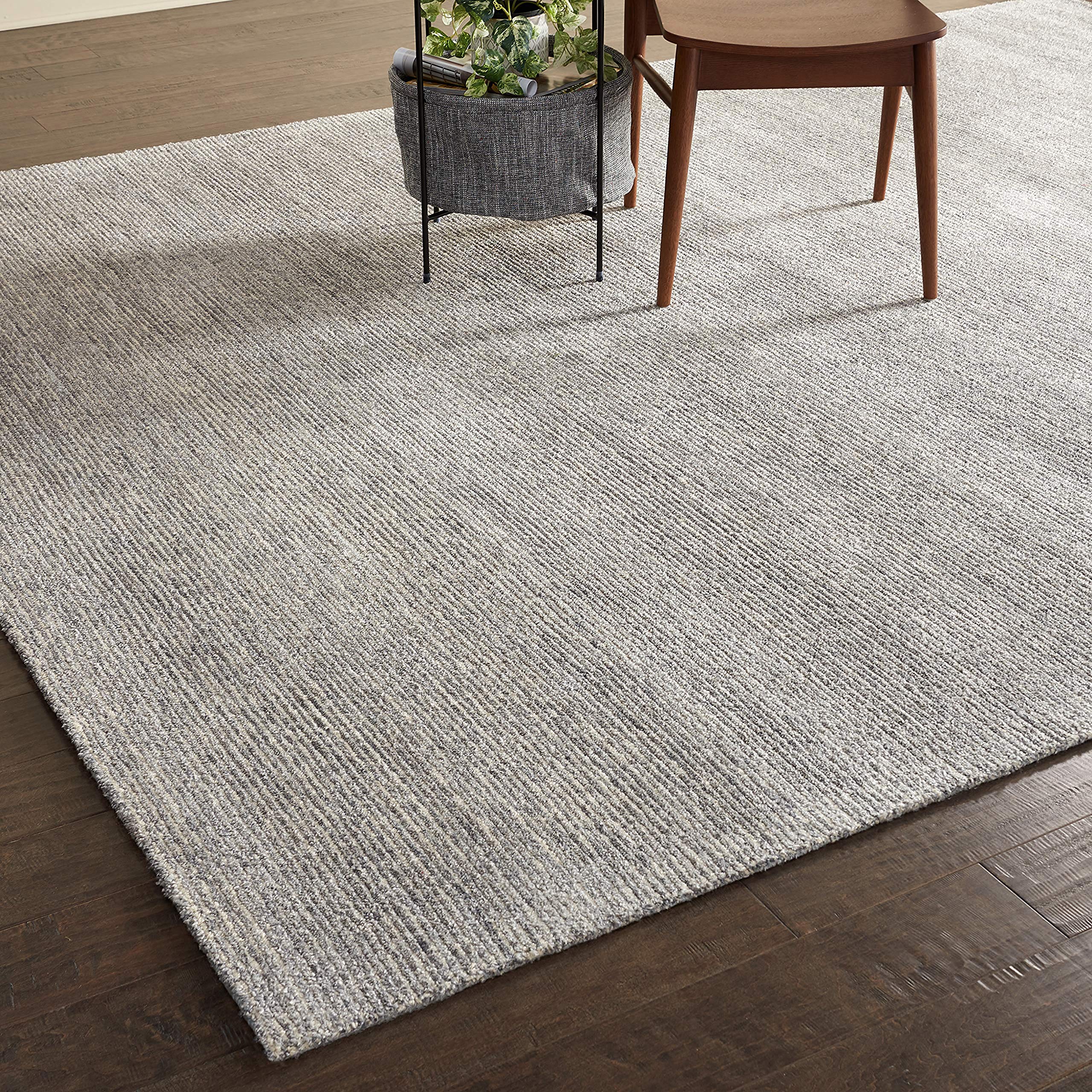 Amazon Brand – Rivet Contemporary Striated Jute Rug, 13' x 9' 3", Silver Birch