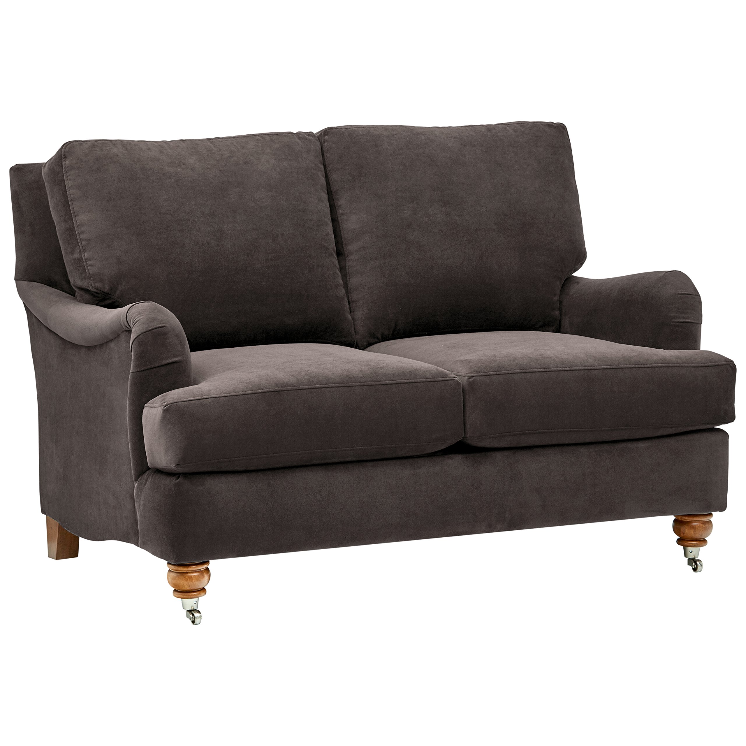 Amazon Brand – Stone & Beam Brandeberry Farmhouse Charles of London Loveseat, 57"W, Dark Grey