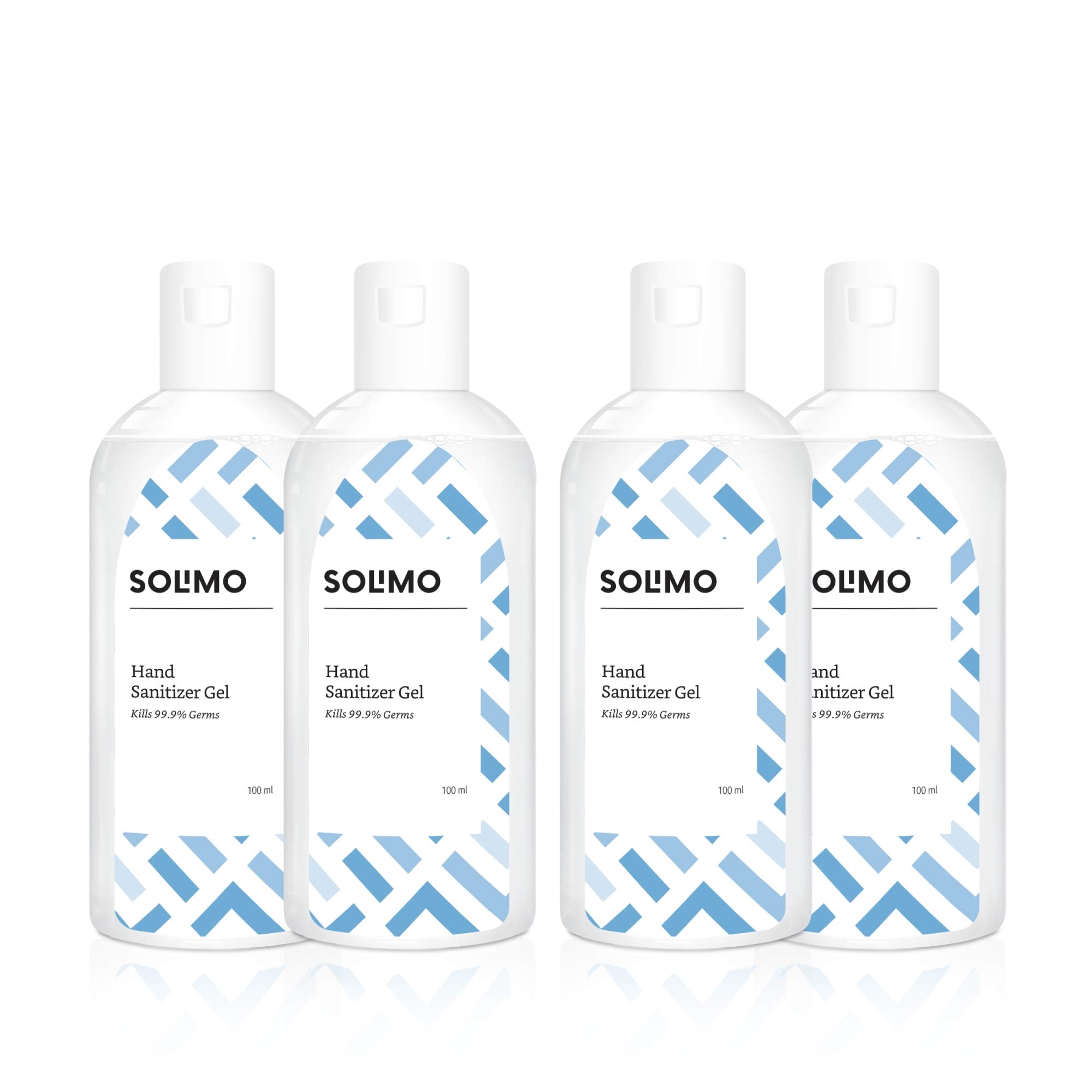 Amazon Brand - Solimo Hand Sanitizer Gel (72% Ethanol Absolute) - 100 ml (Pack of 4)