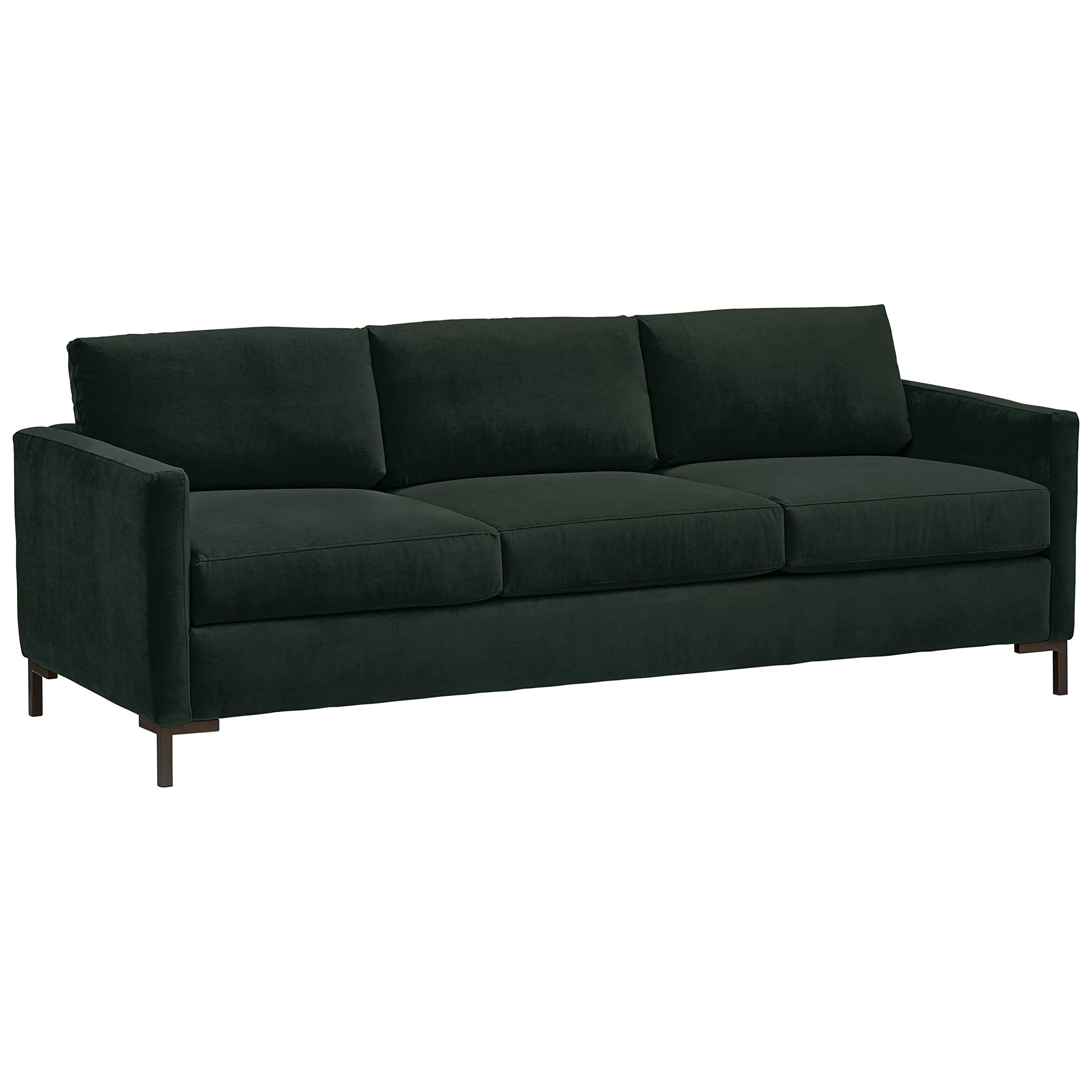 Amazon Brand – Rivet Edgewest Low Back Mid-Centory Modern Couch Sofa, 87"W, Hunter Green