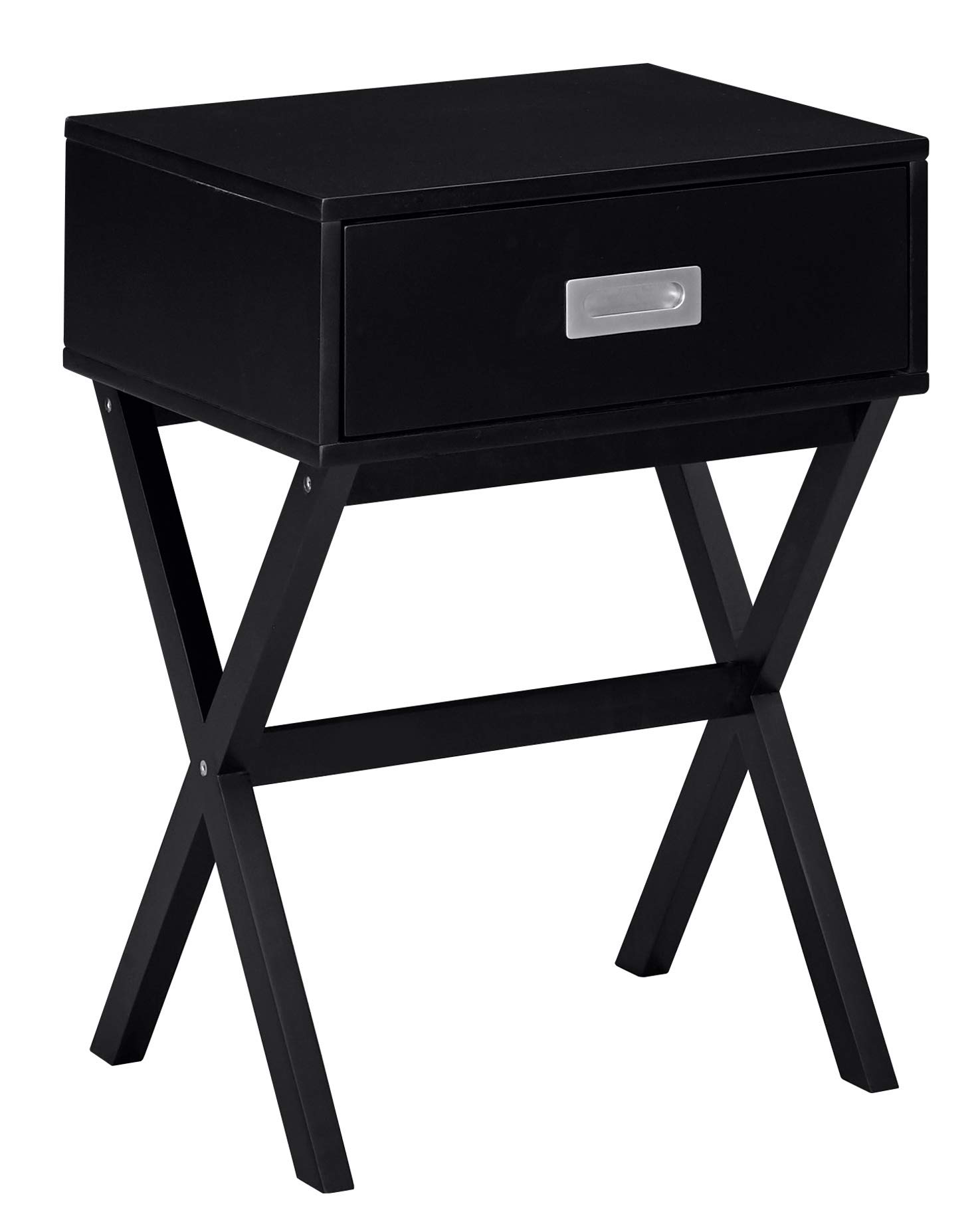 Amazon Brand – Ravenna Home Priscilla Modern X-Frame End Table Nightstand, 18.9"W, Black