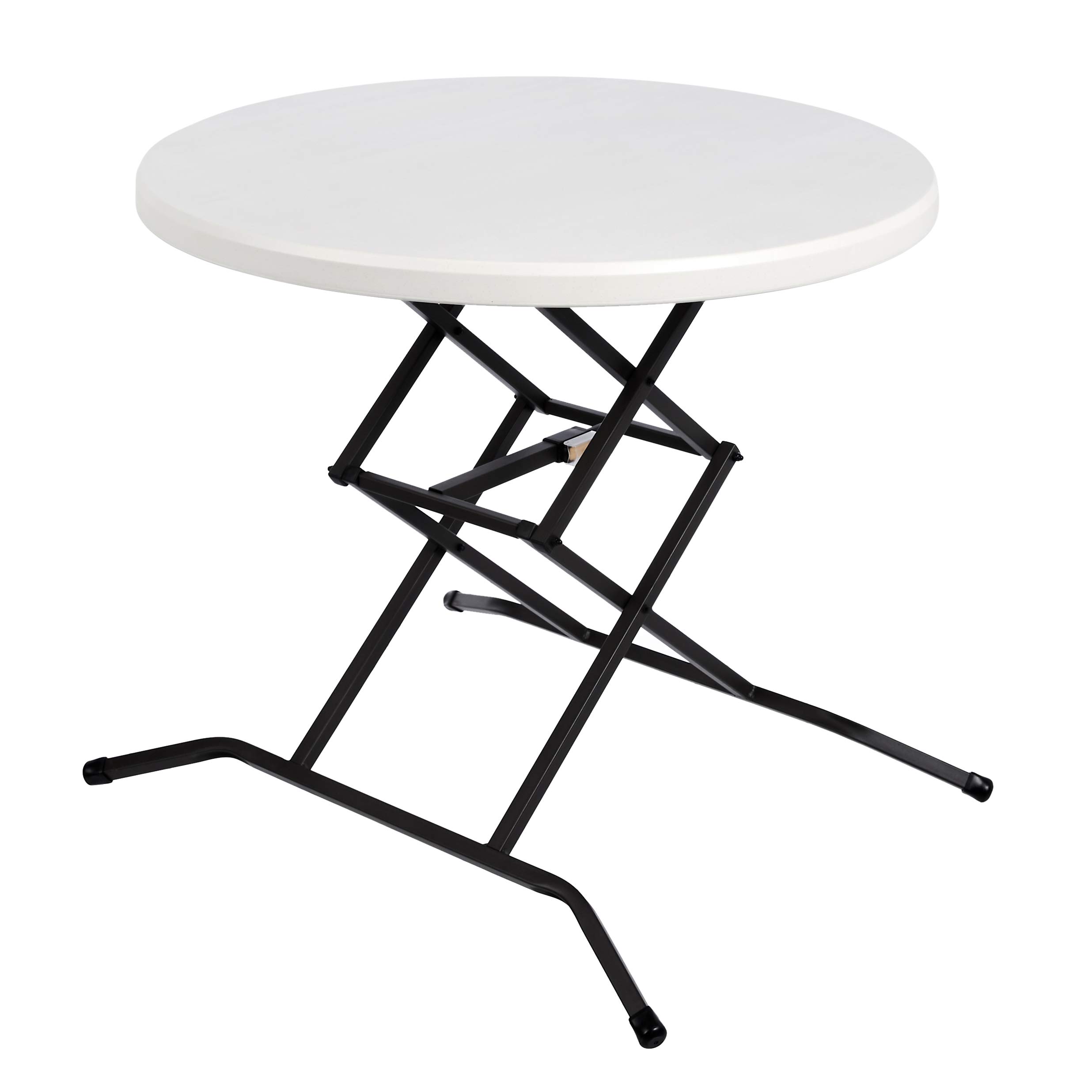AmazonCommercial 32 inch Height Adjustable Round Table, 32inch, White Granite