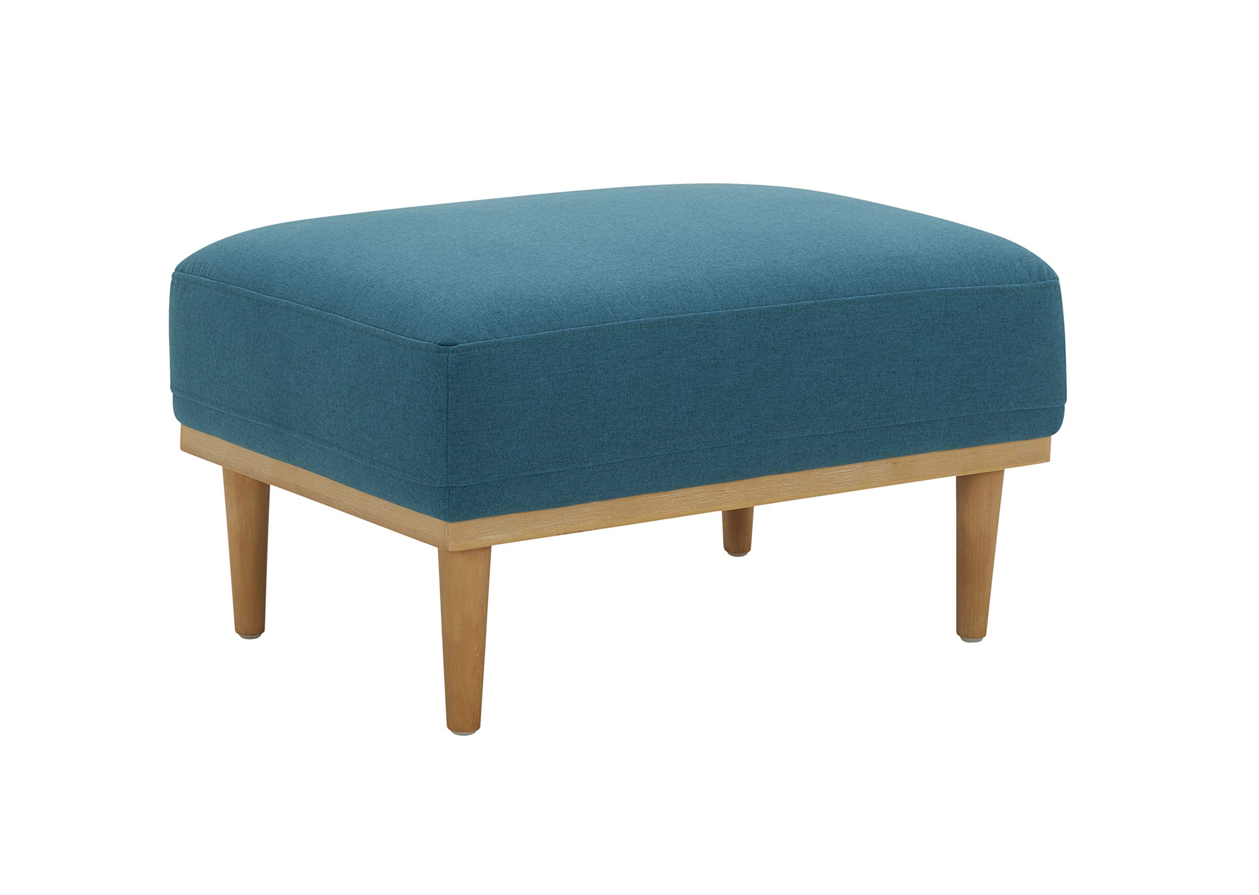 Amazon Brand – Rivet Alvin Contemporary Livingroom Ottoman, 29.5"W, Aqua Teal Blue