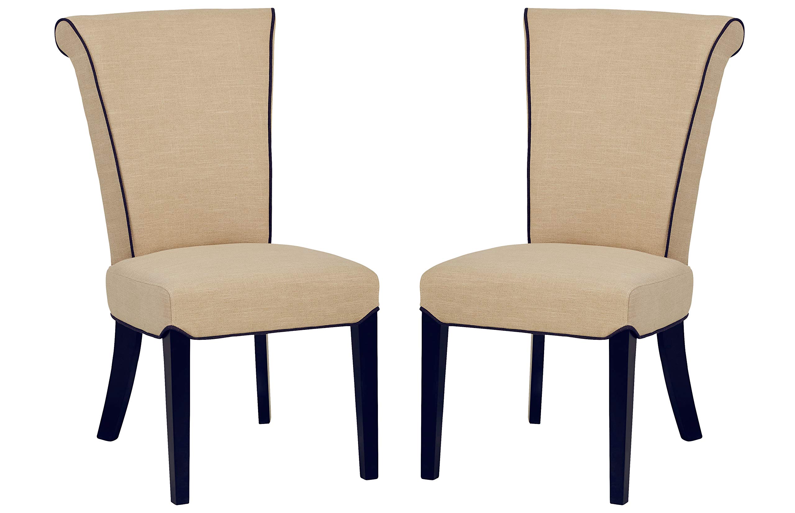 Amazon Brand – Stone & Beam Bentley Dining Chair 38"H, Black Legs, Set of 2, Flax