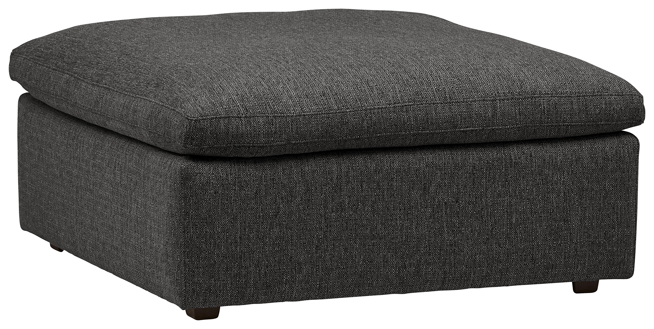 Amazon Brand – Stone & Beam Hoffman Down-Filled Performance Fabric Ottoman, 41"W, Dark Grey Tweed
