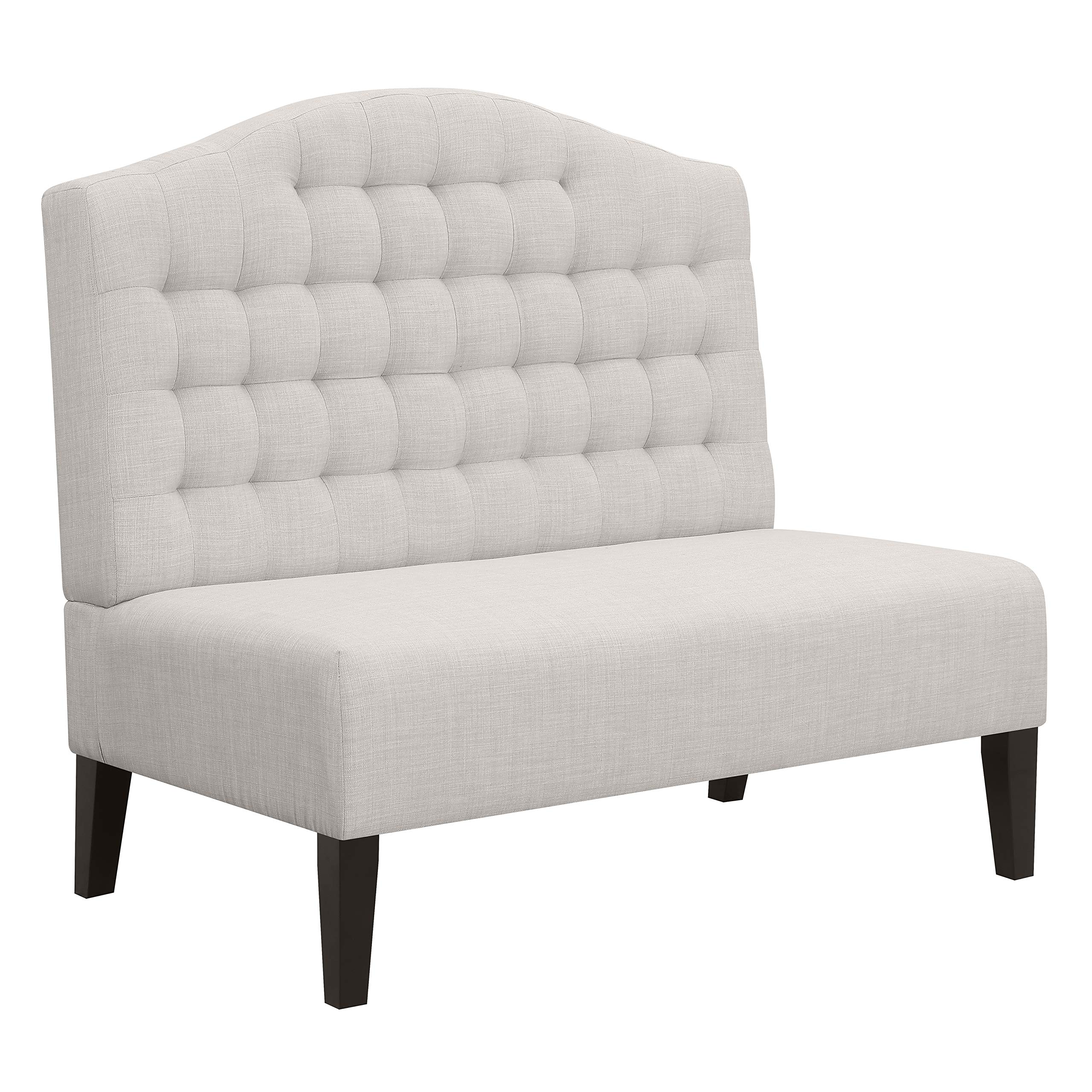 Amazon Brand – Ravenna Home Rai Tufted Arched Armless Loveseat Bench Settee, 52"W, Light Grey