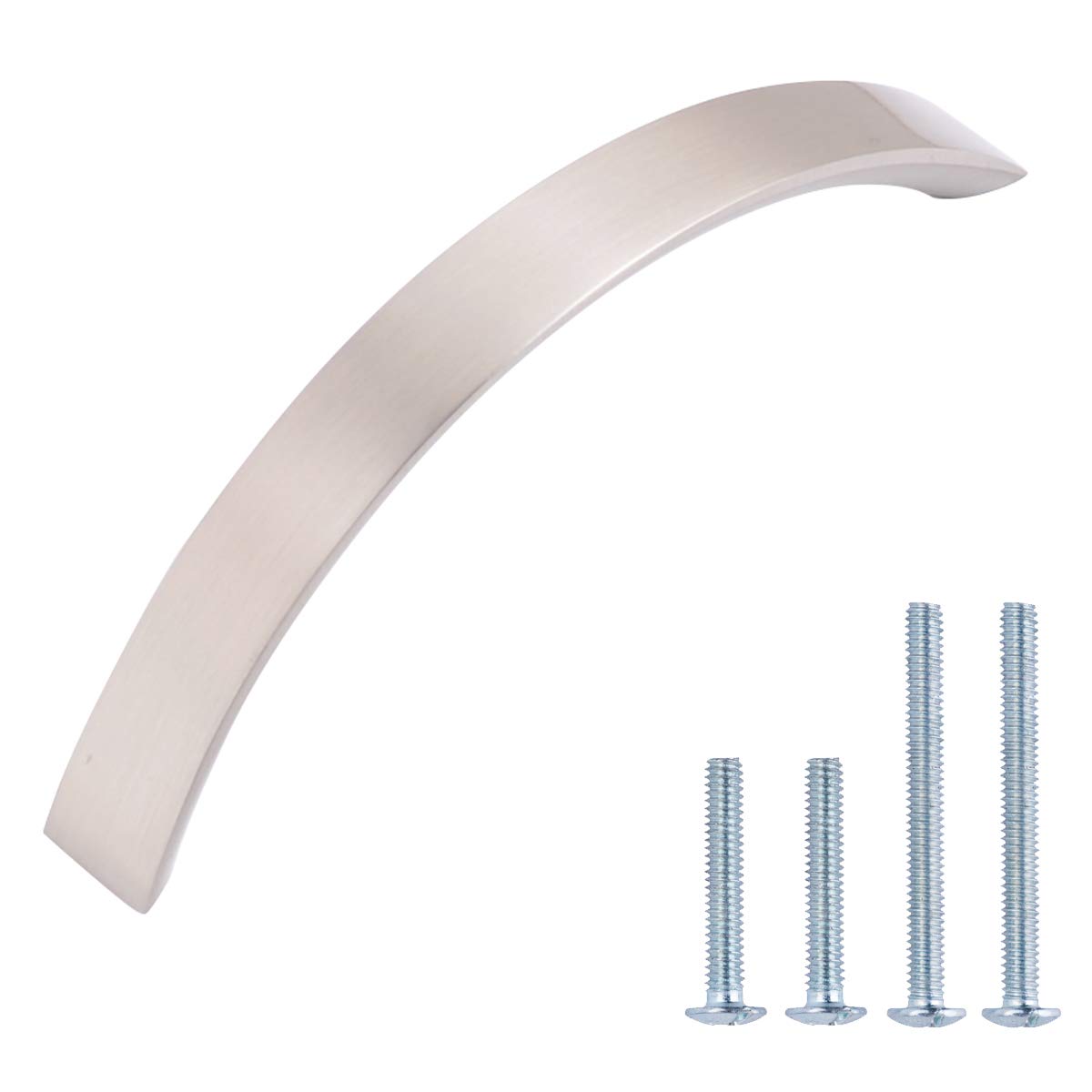 AmazonBasics Modern Bow Pull, 103.5mm Length (96mm Hole Center), Satin Nickel, 10-Pack