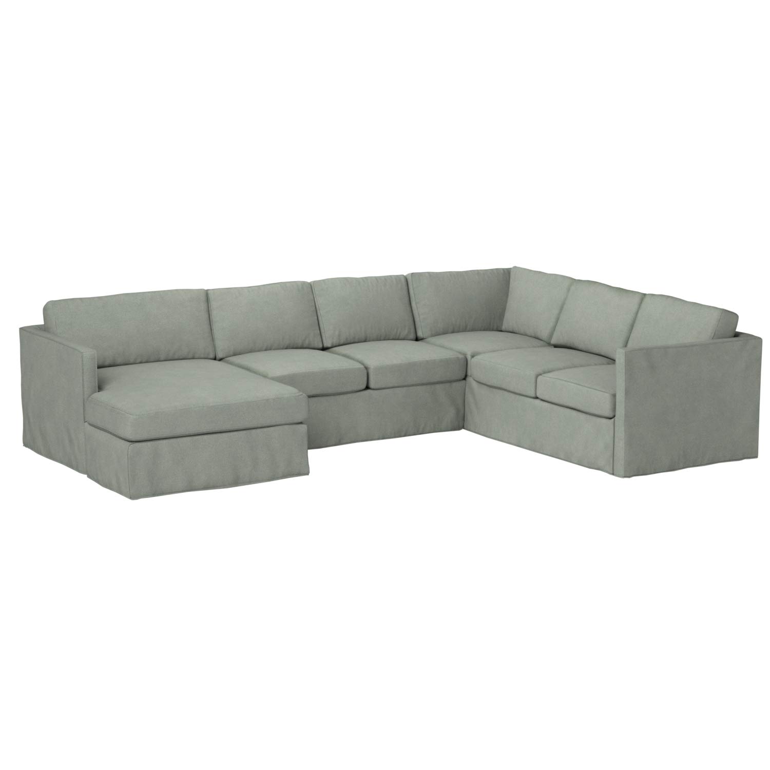 Amazon Brand – Stone & Beam Andover Slipcover Right-Facing U-Shaped Sectional, 134"W, Spa-Colored Fabric