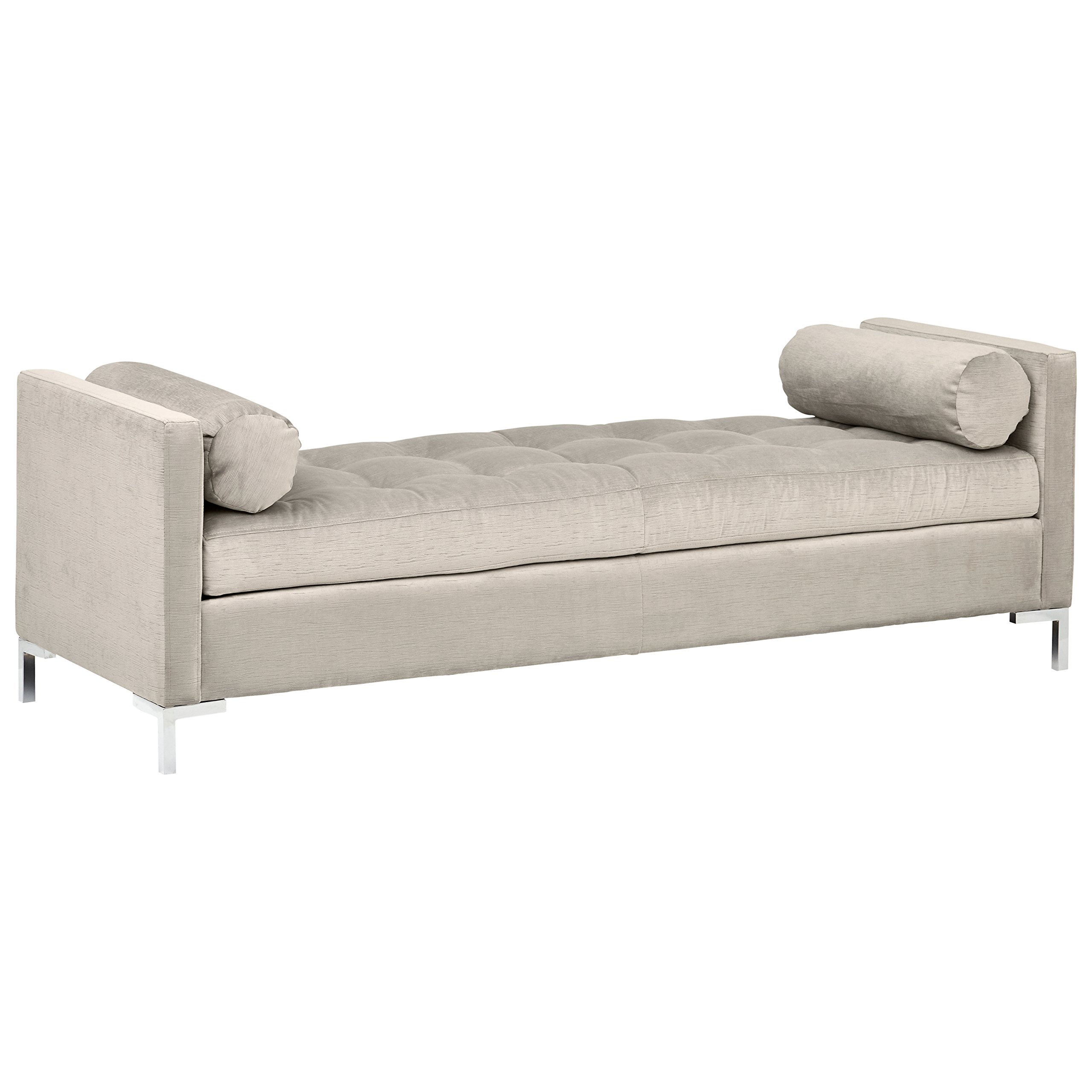 Amazon Brand – Rivet Uptown Mid-Century Velvet Tufted Customizable Daybed Sofa, 78"W, Dove Grey & Silver