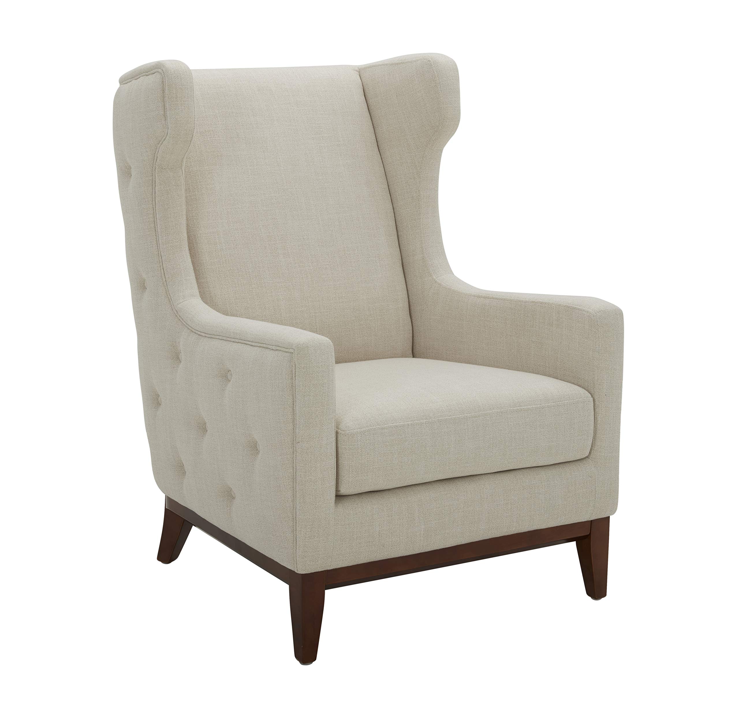 Amazon Brand – Stone & Beam Rosewood Button-Tufted Upholstered Wingback Accent Chair, 30"W, Cream
