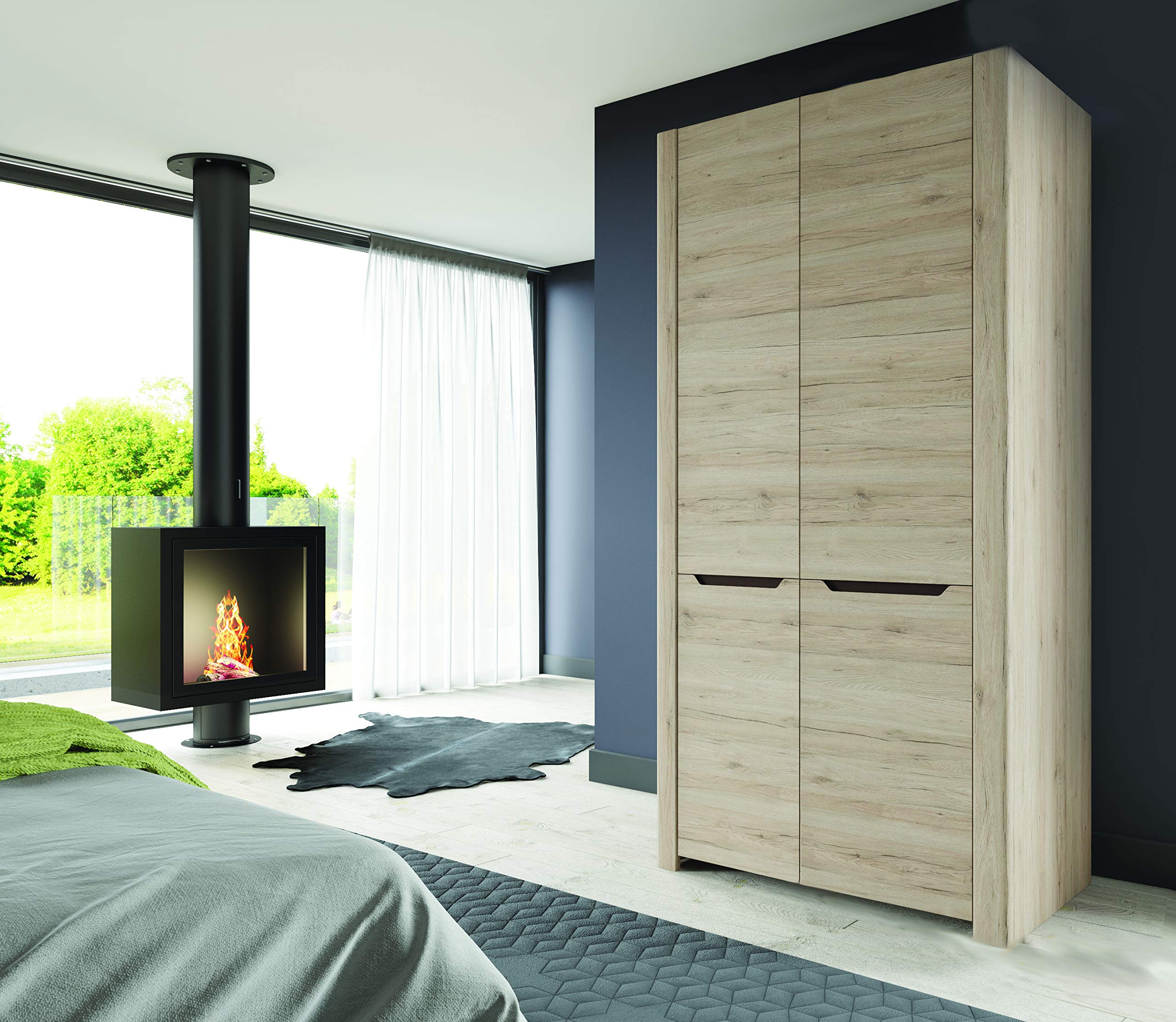Marchio Amazon - Movian, armadio a 2 ante modello Mira, 98 x 193 x 58 cm, quercia Sanremo