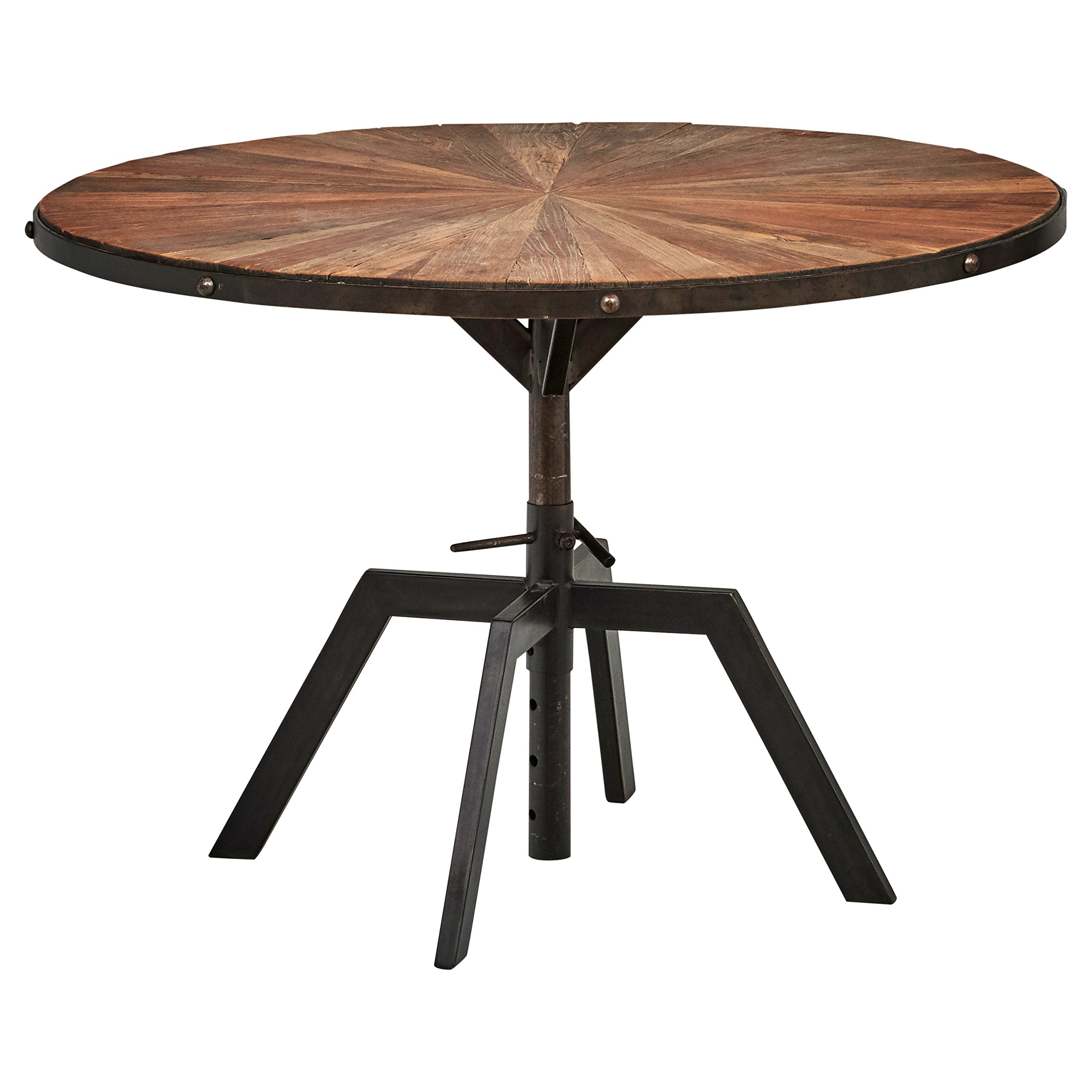Amazon Brand – Rivet Industrial Wood and Metal Round Dining Kitchen Table, 35.4"W, Recycled Elm