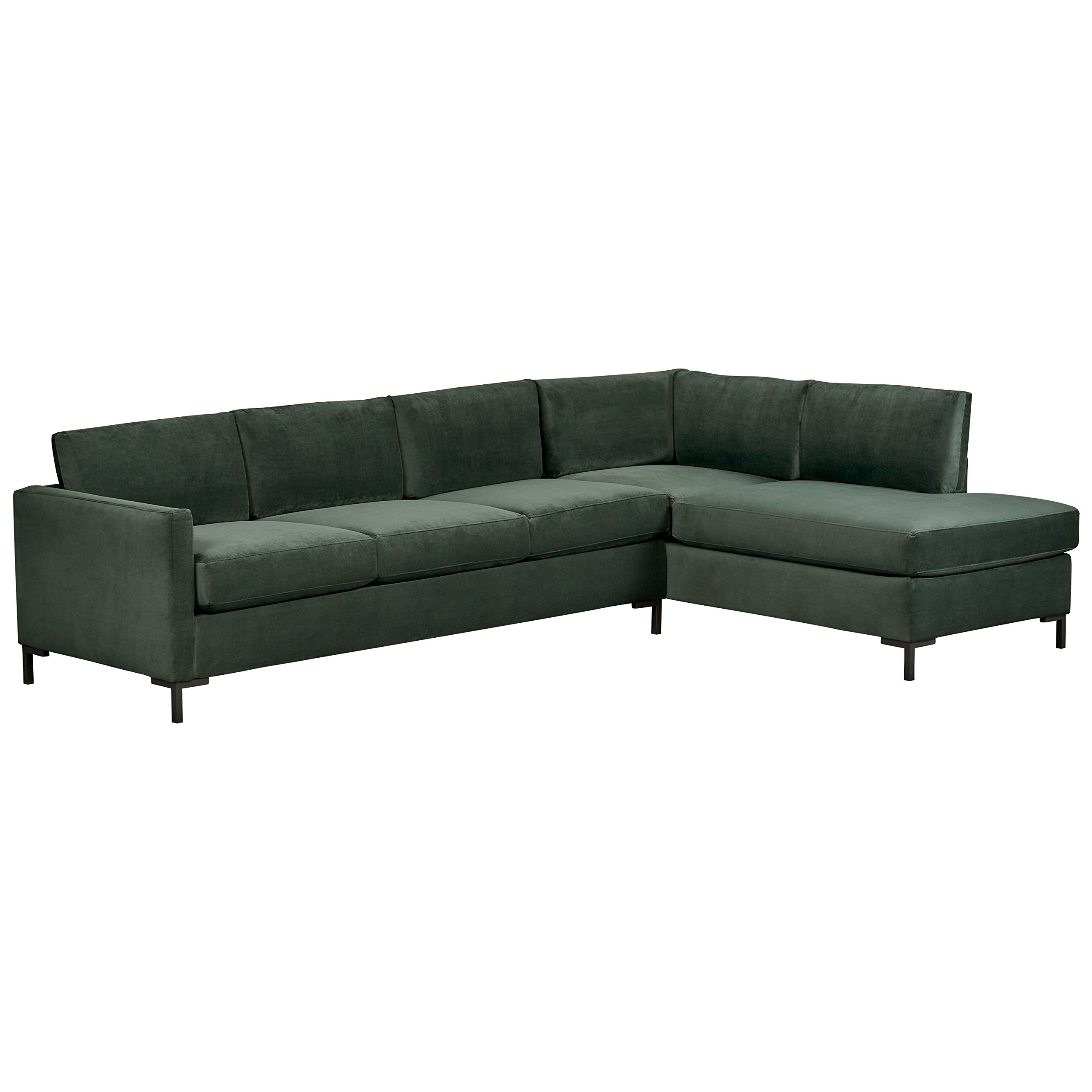 Amazon Brand – Rivet Edgewest Low Back Modern Right L-Sectional, 116"W, Hunter Green