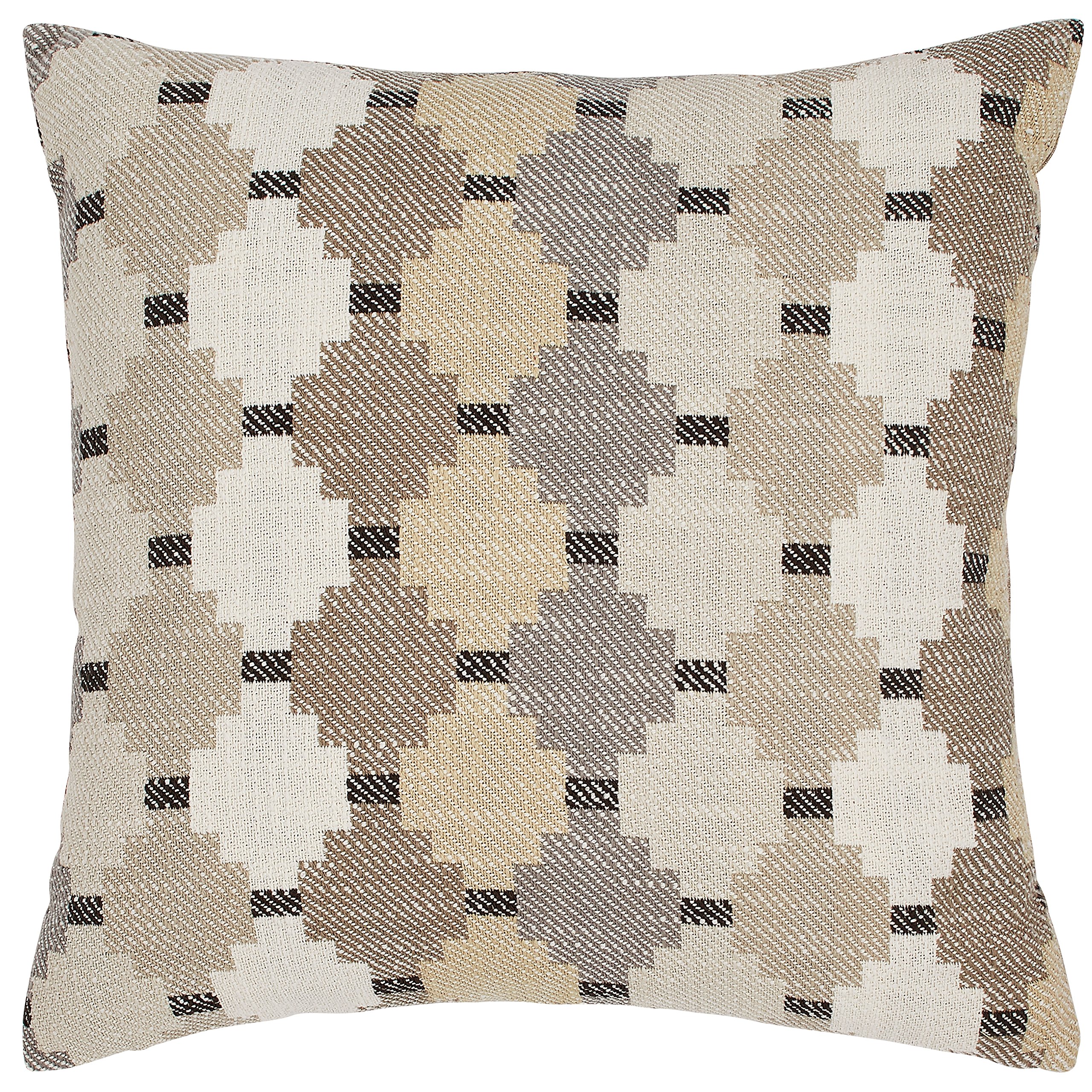 Amazon Brand – Stone & Beam Southwestern Diamond Patterned Decorative Throw Pillow, 17" x 17", Ivory