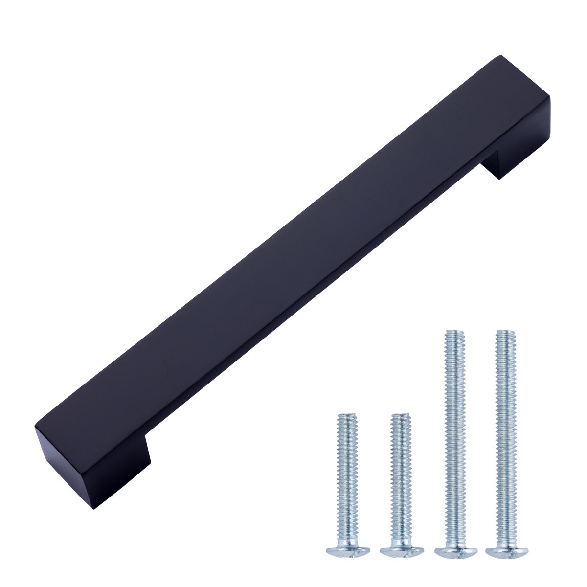 AmazonBasics Short Modern Cabinet Handle, 8.94" Length (7.56" Hole Center), Flat Black, 10-Pack