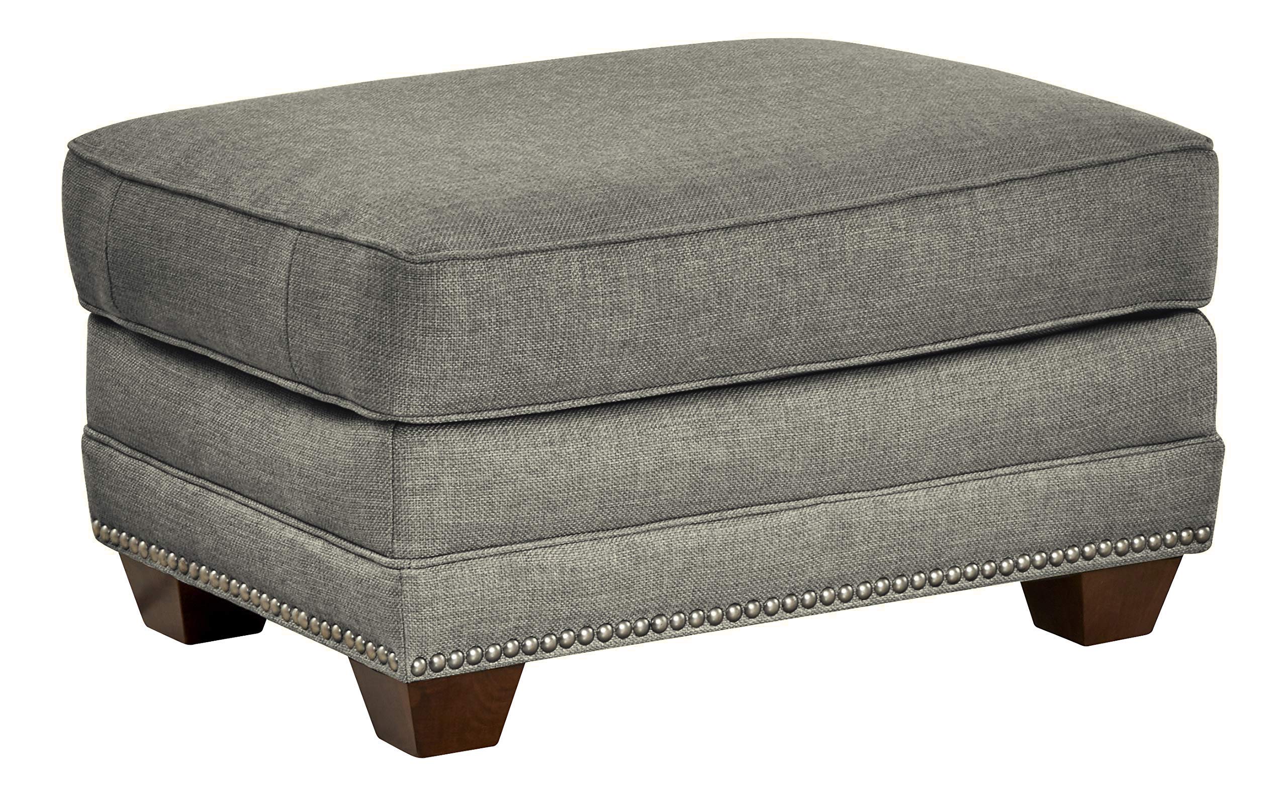 Amazon Brand – Stone & Beam Cedar Upholstered Ottoman with Nailheads, 32"W, Midnight Gray