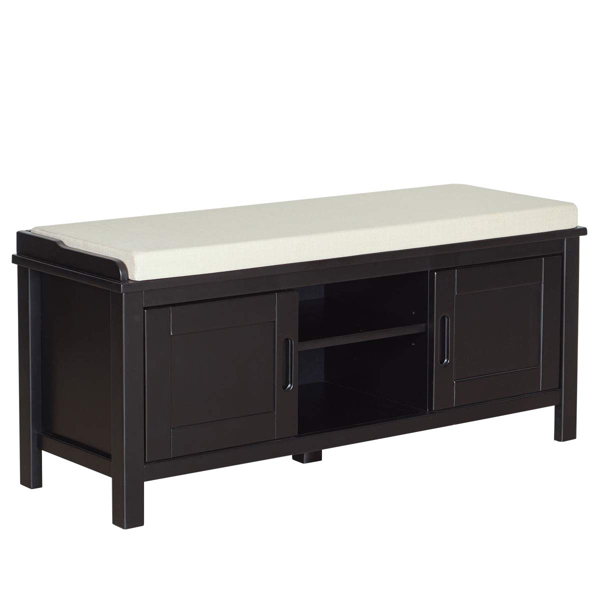 Amazon Brand – Ravenna Home Classic Solid Pine Storage Bench, 45"W, Black Finish