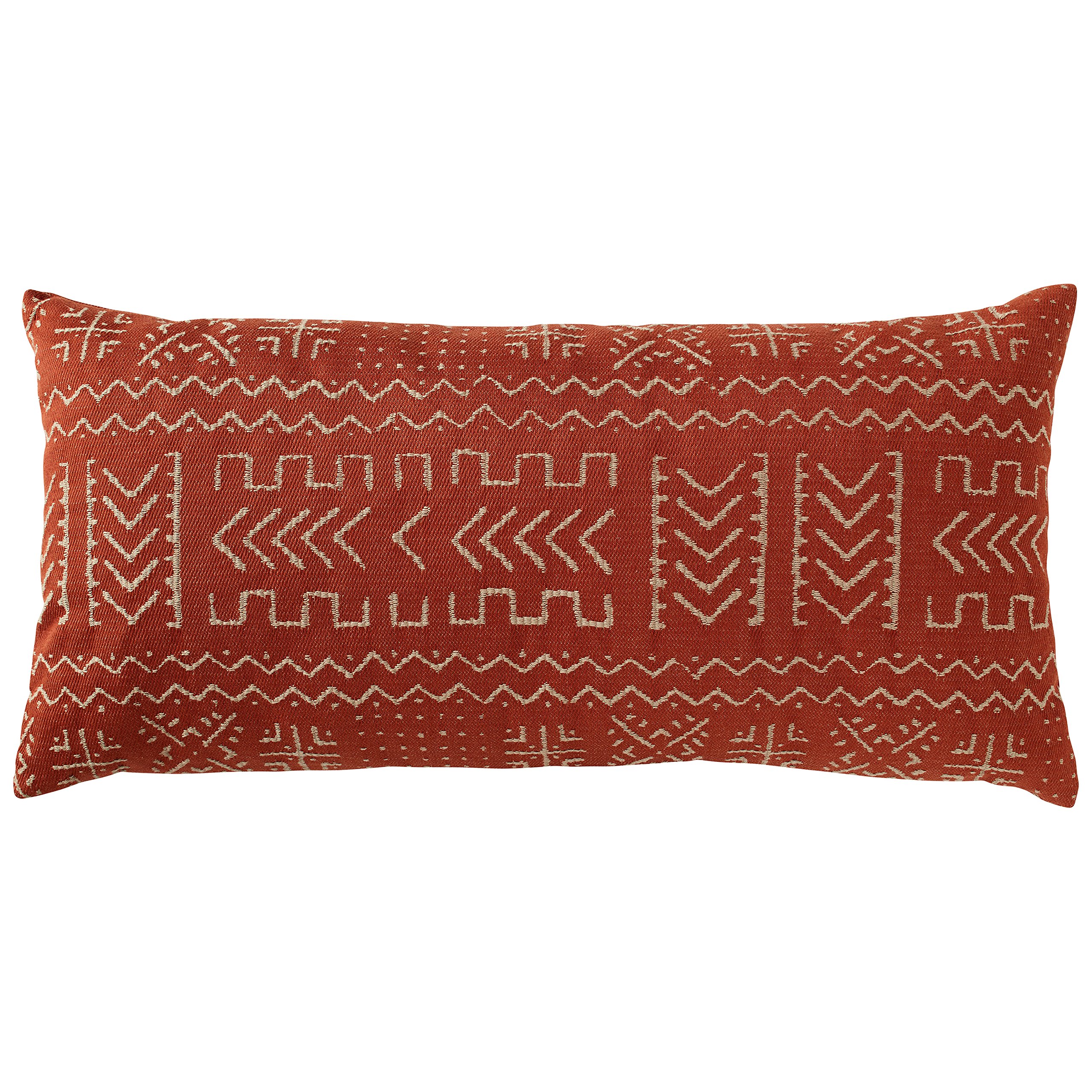 Amazon Brand – Rivet Mudcloth-Inspired Decorative Throw Pillow, 12" x 24", Spice