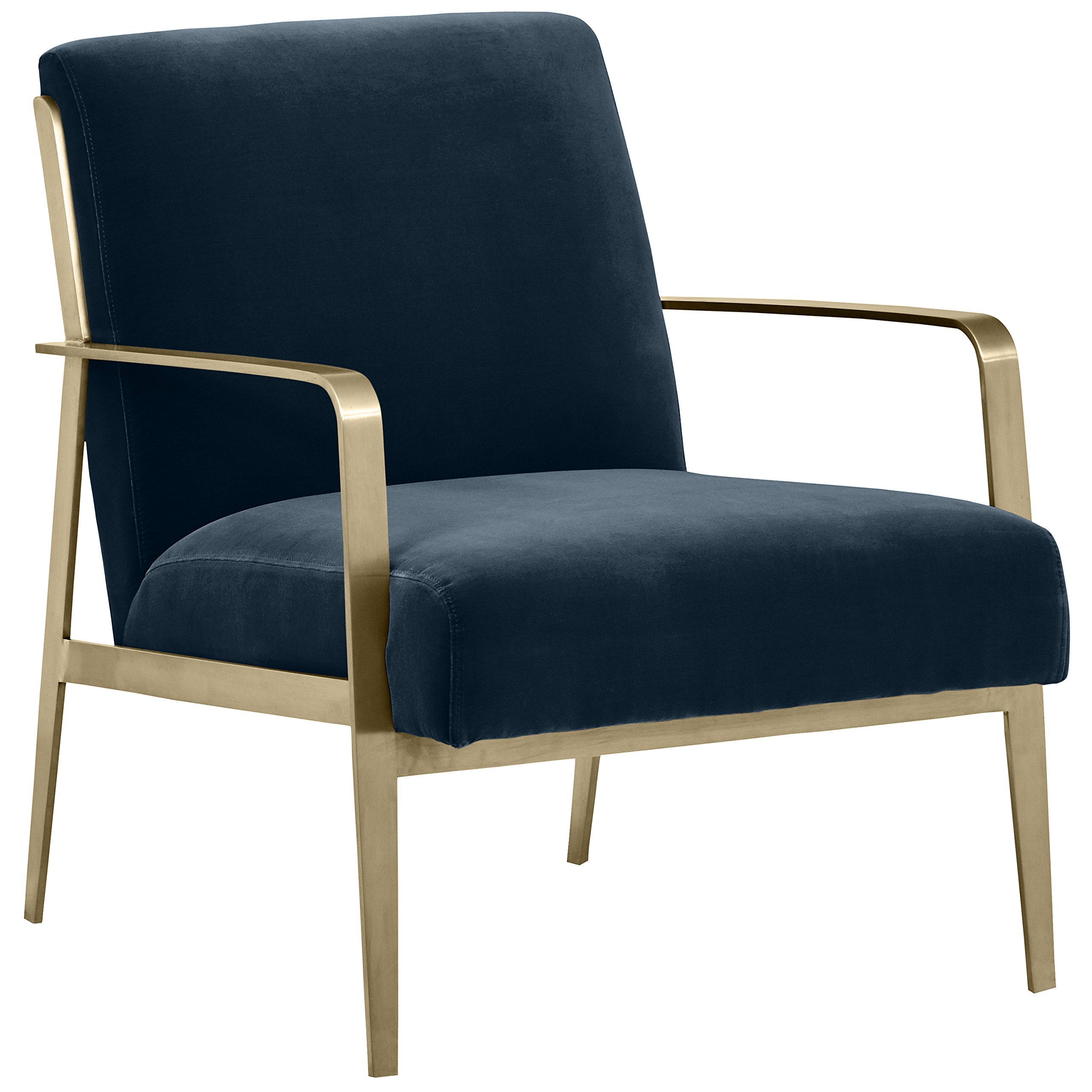 Amazon Brand – Rivet Clover Modern Glam Velvet Brass Arm Accent Chair, 27.25"W, Cobalt