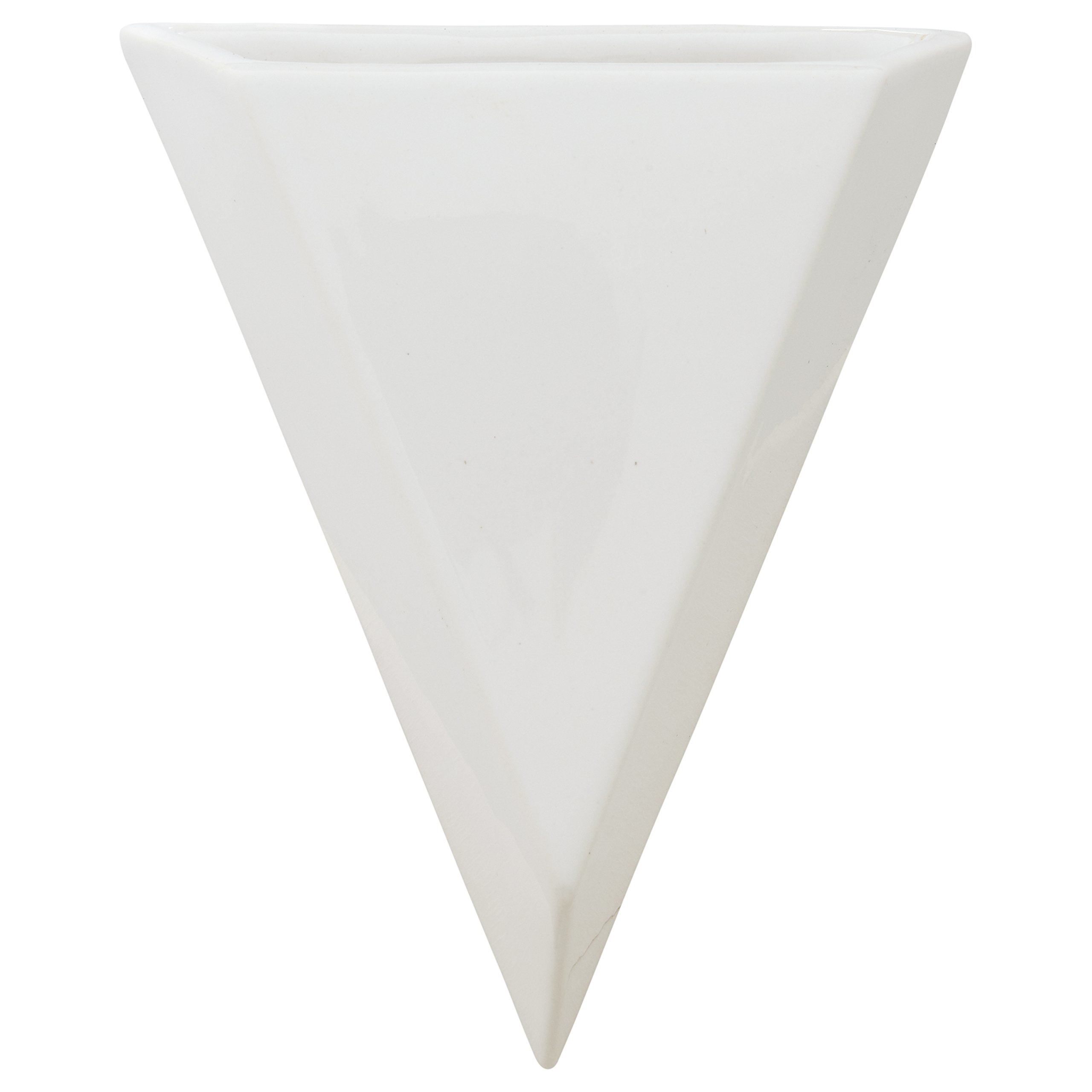 Amazon Brand – Rivet Triangular Wall Mount Planter, 7"H, Modern Earthenware, White
