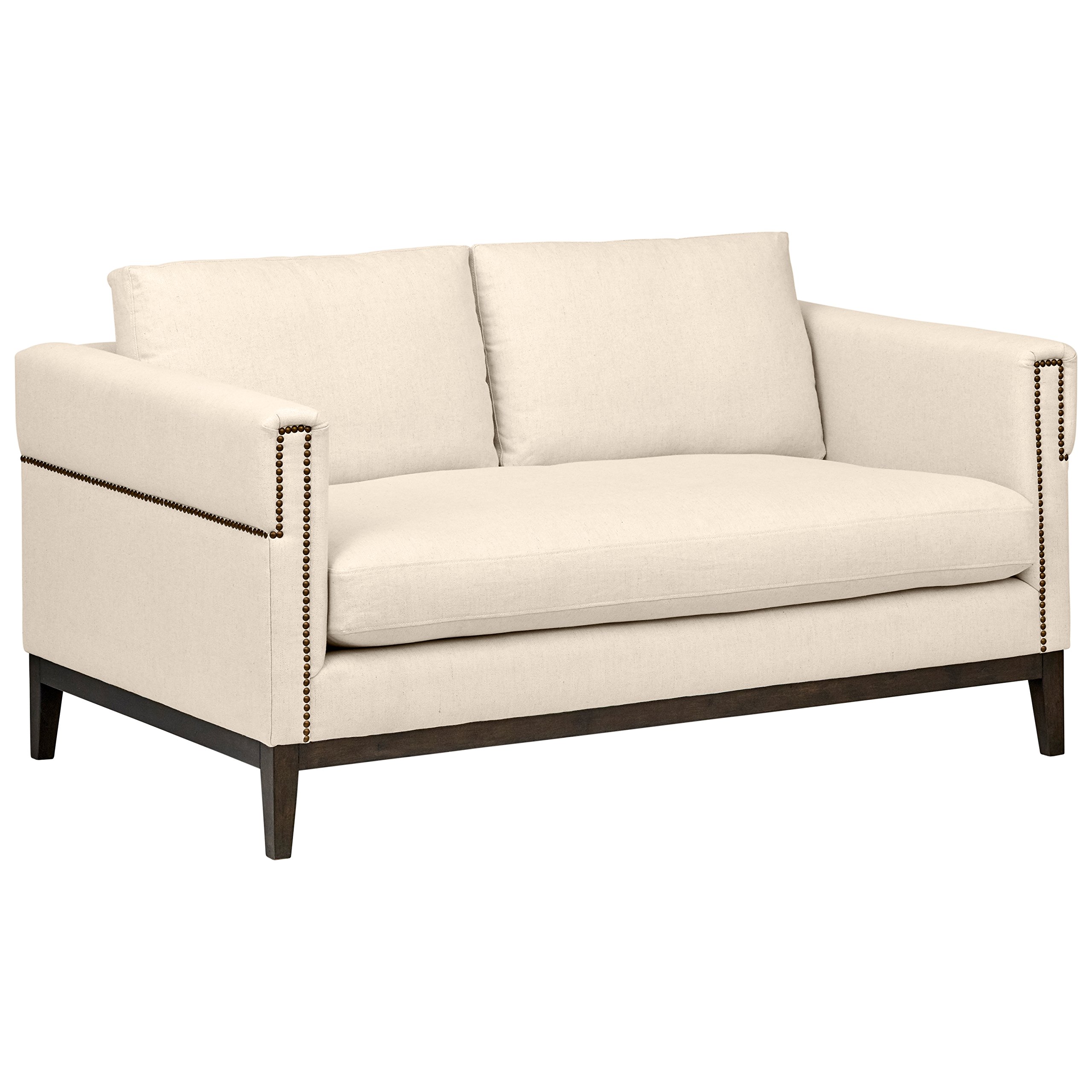 Amazon Brand – Stone & Beam Westport Modern Nailhead Upholstered Loveseat Sofa Couch, 61.5"W, Neutral