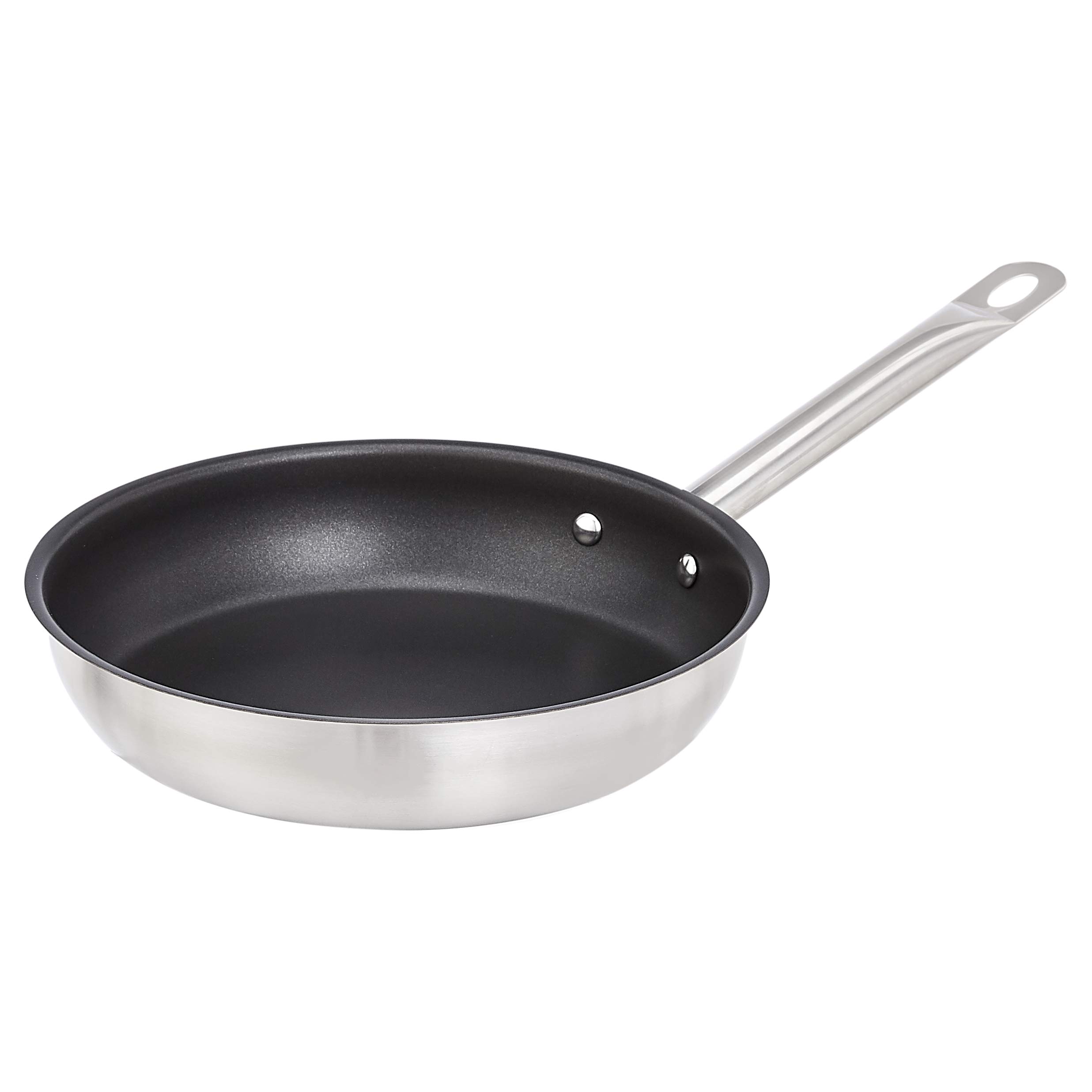 AmazonCommercial 9 1/2" Non-Stick Stainless Steel Aluminum-Clad Fry Pan with Non-Stick Coating