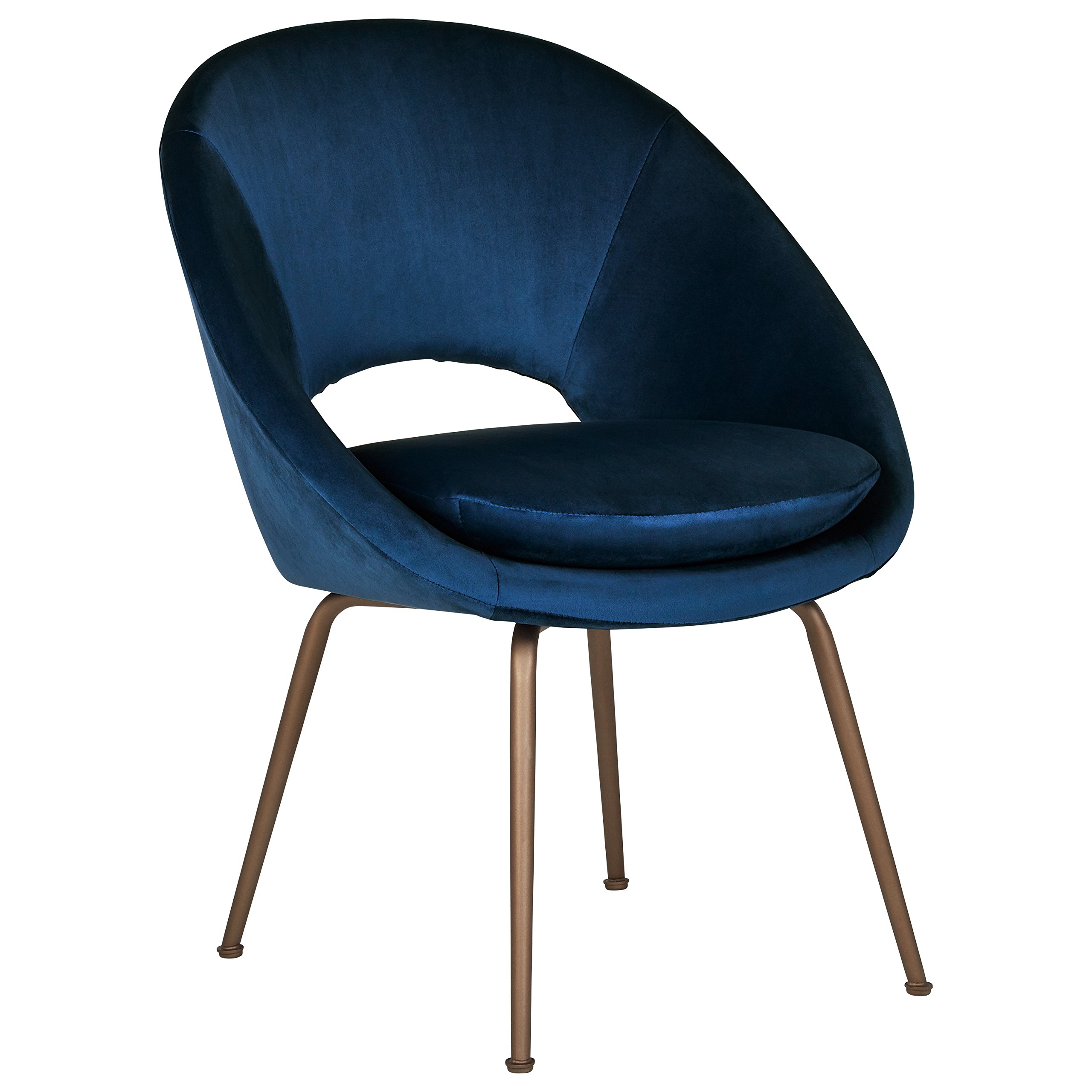 Rivet Modern Upholstered Orb Office Chair, 20" H, Blue/Antique Bronze