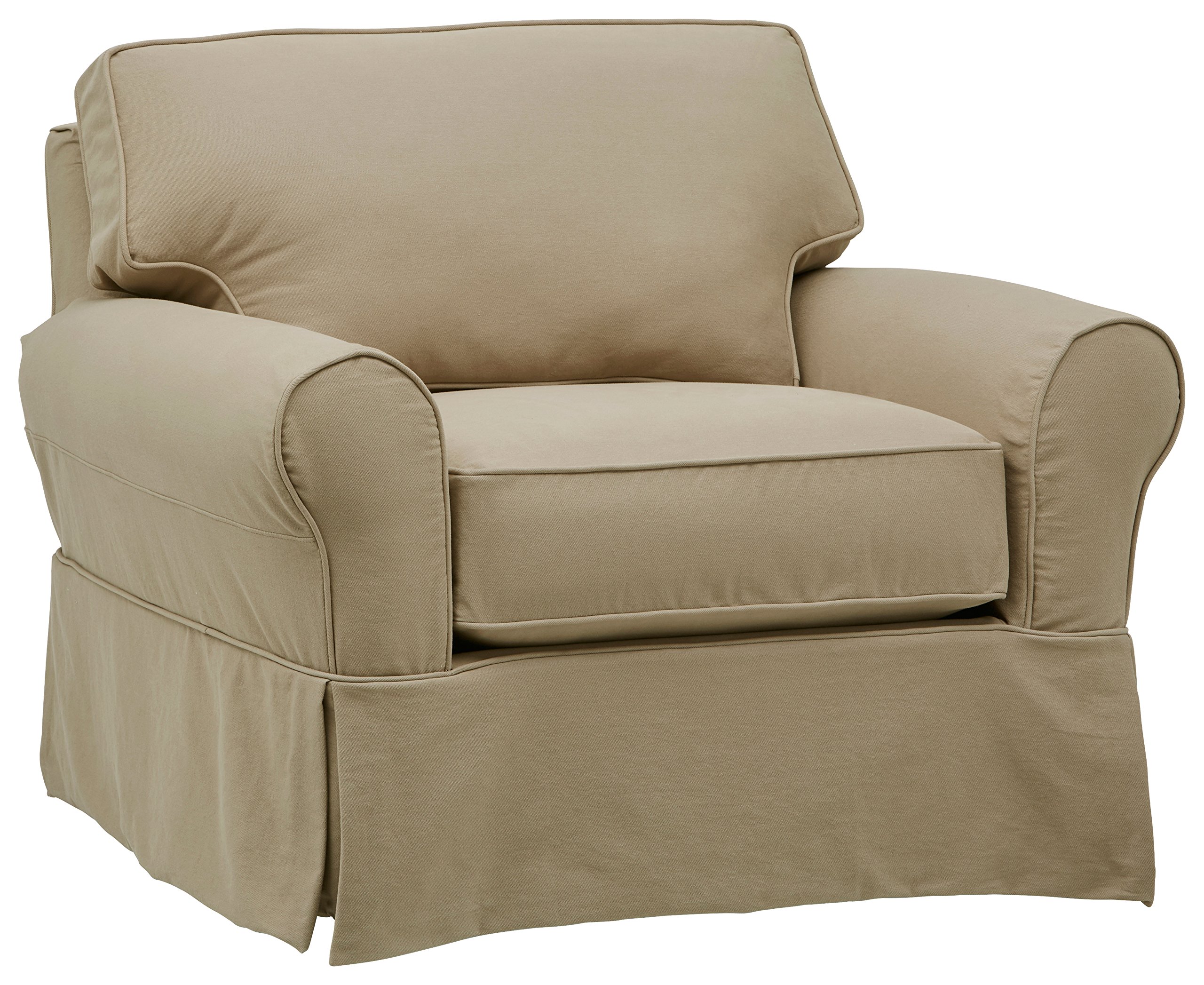 Amazon Brand – Stone & Beam Carrigan Modern Living Room Accent Chair with Slipcover, 45"W, Khaki
