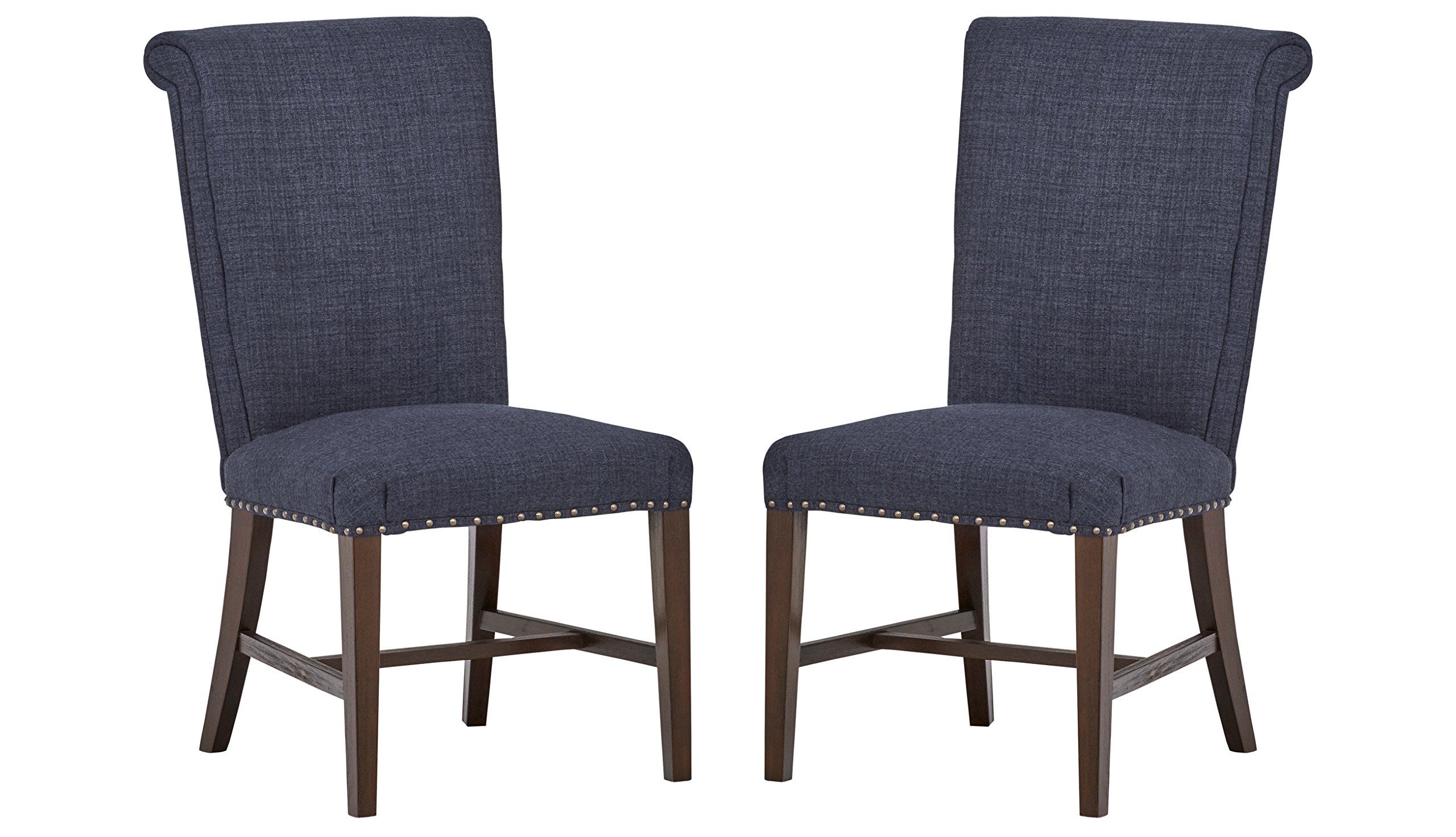 Amazon Brand – Stone & Beam Jenny High-Back Dining Room Kitchen Chairs, 39 Inch Height, Set of 2, Slate Grey